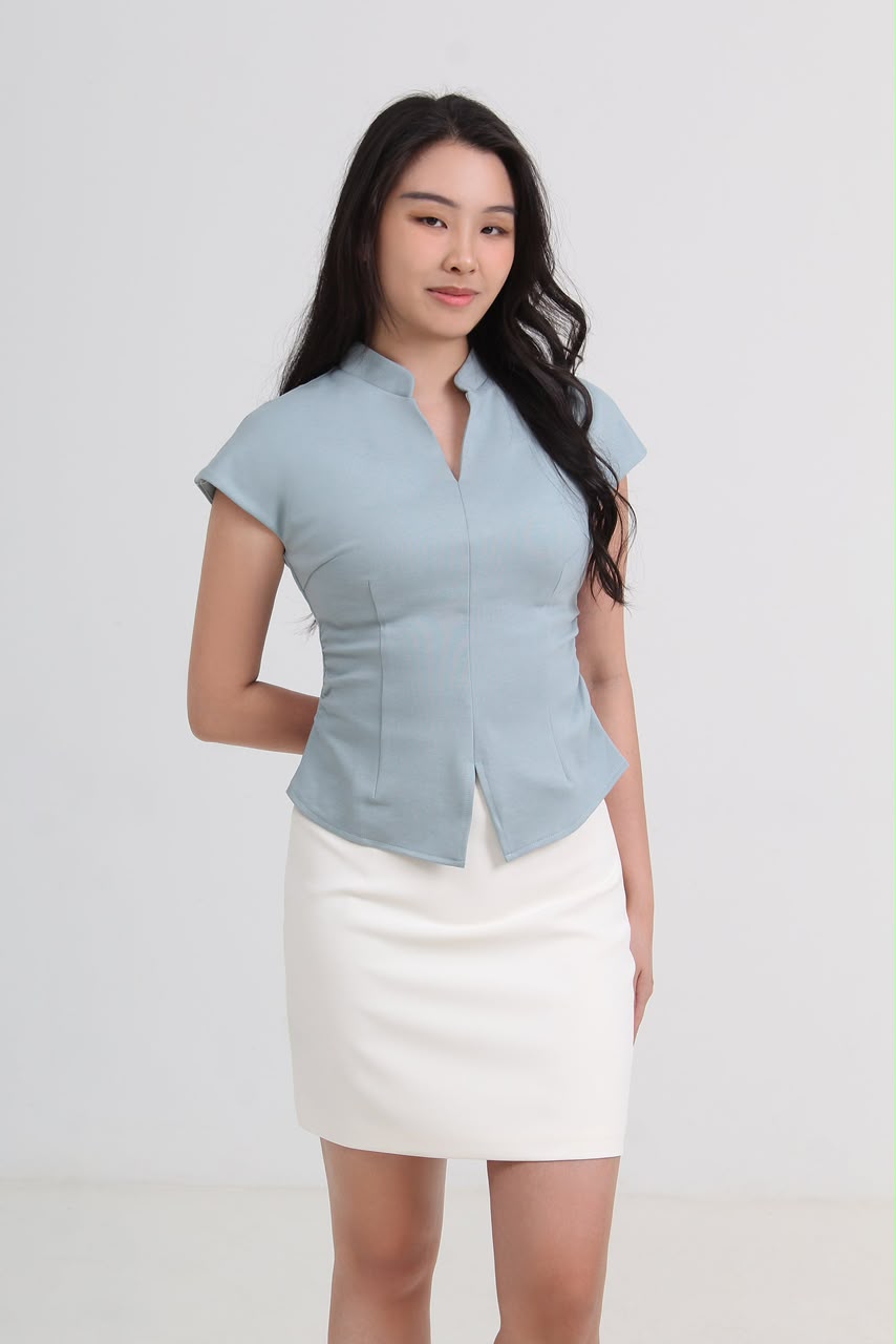 MFY10027 Mandarin Collar Structured Slim Fit Top