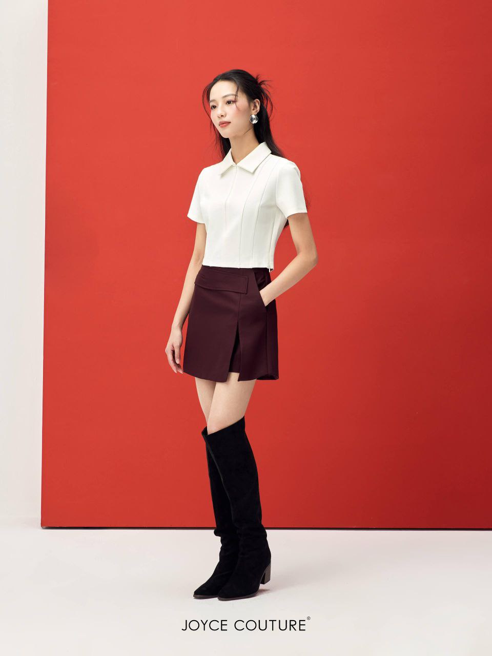 不对称腰带裤裙 P0451