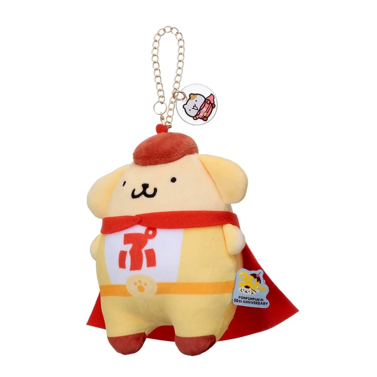 現貨｜Sanrio Pompompurin 布甸狗 30週年 超人造型 日版 Mocchi-Mocchi- 毛公仔 吊飾 掛件 (177651)