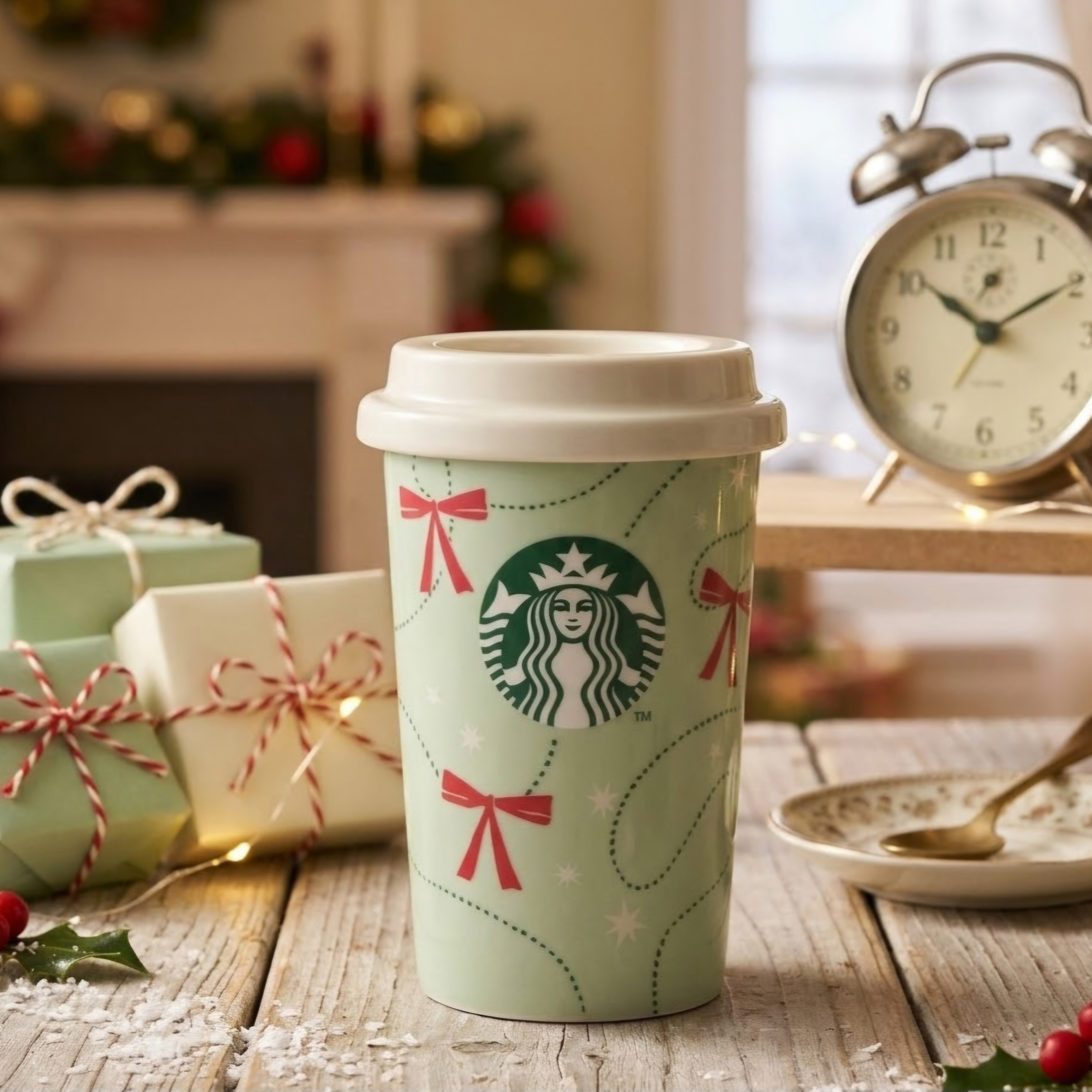 《日本 🇯🇵 STARBUCKS Colors of Holiday 聖誕系列》絲帶陶瓷 罐