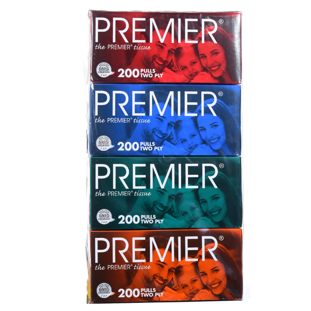 Premier Facial Tissue 200 Pulls 2-ply - Pack of 4 Boxes