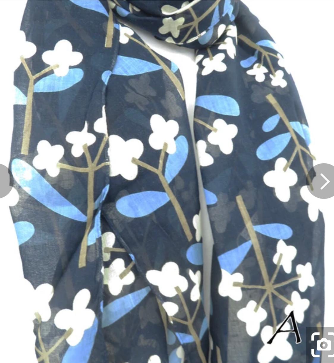 印度製造，純棉印花薄圍巾（2色可選）