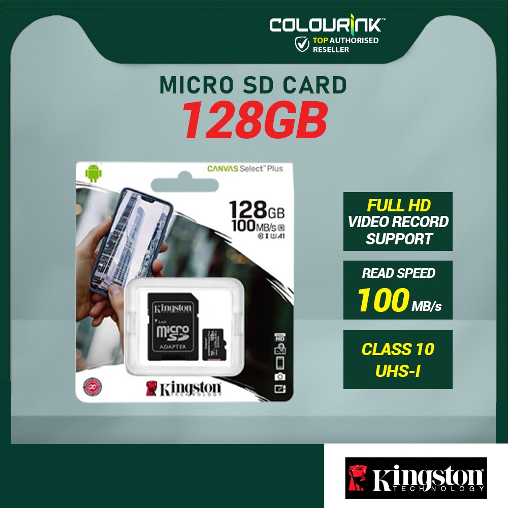 Kingston Canvas MicroSD Memory Card Class 10 UHS-I 32GB 64GB 128GB 256GB for Smartphone CCTV Camera Action Cam