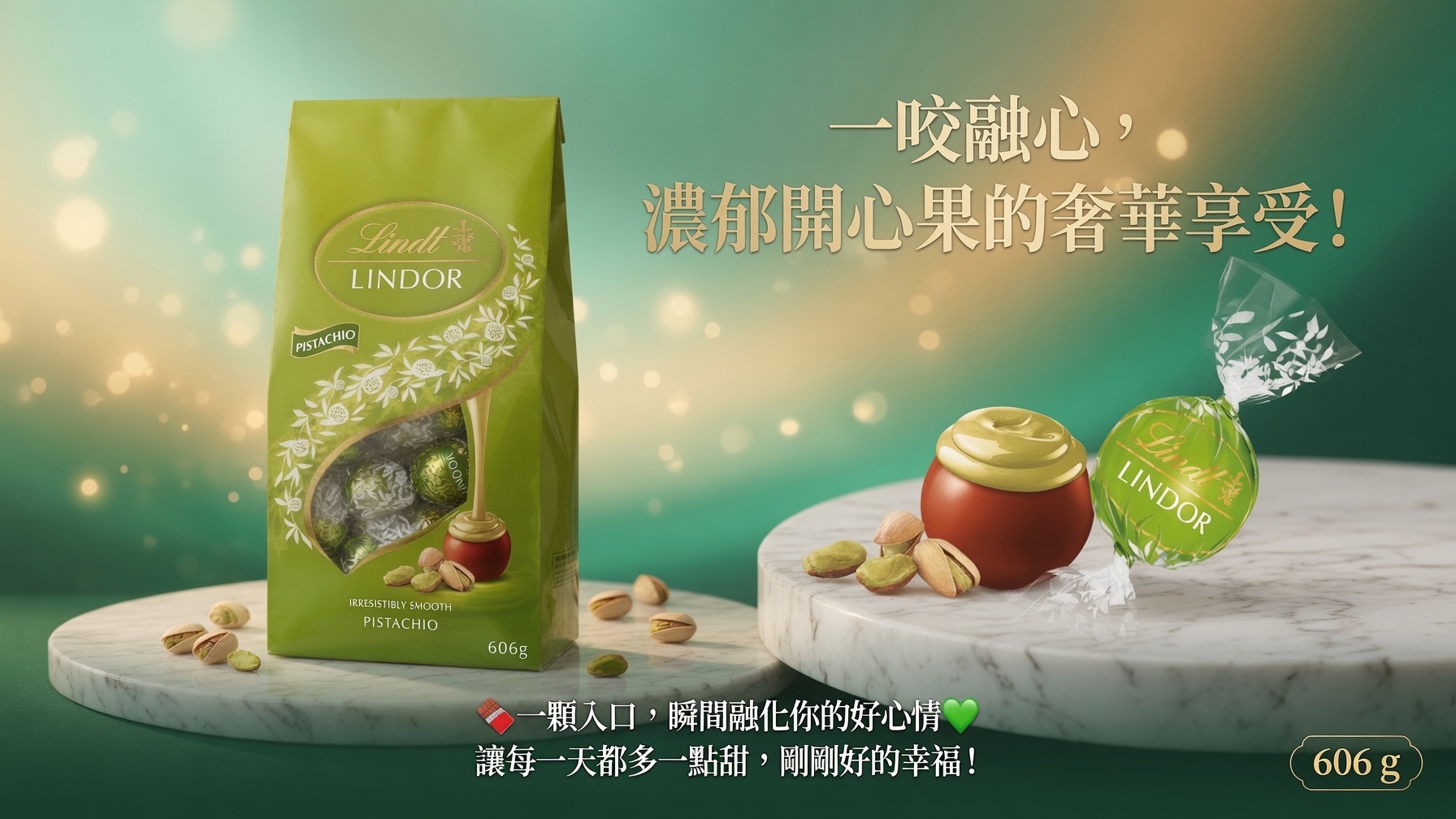 澳洲Costco Lindt Lindor開心果松露巧克力606 g 澳洲版本