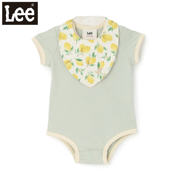 🇯🇵預訂 日本直送🇯🇵Petit Main x Lee三色標誌貼花連圍兜短袖包屁衣套裝