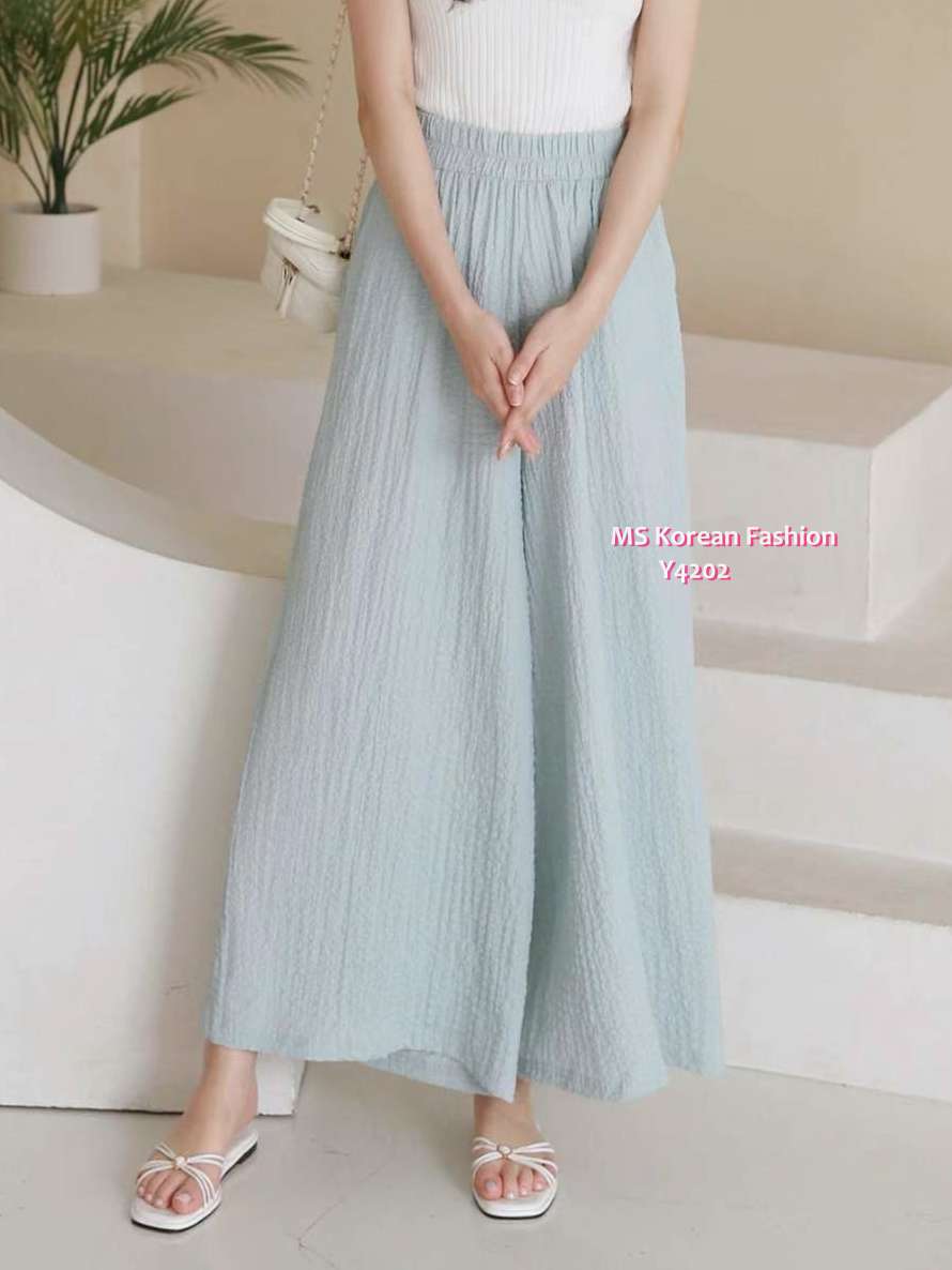 Y4202 韓國🇰🇷靚色皺布闊褲