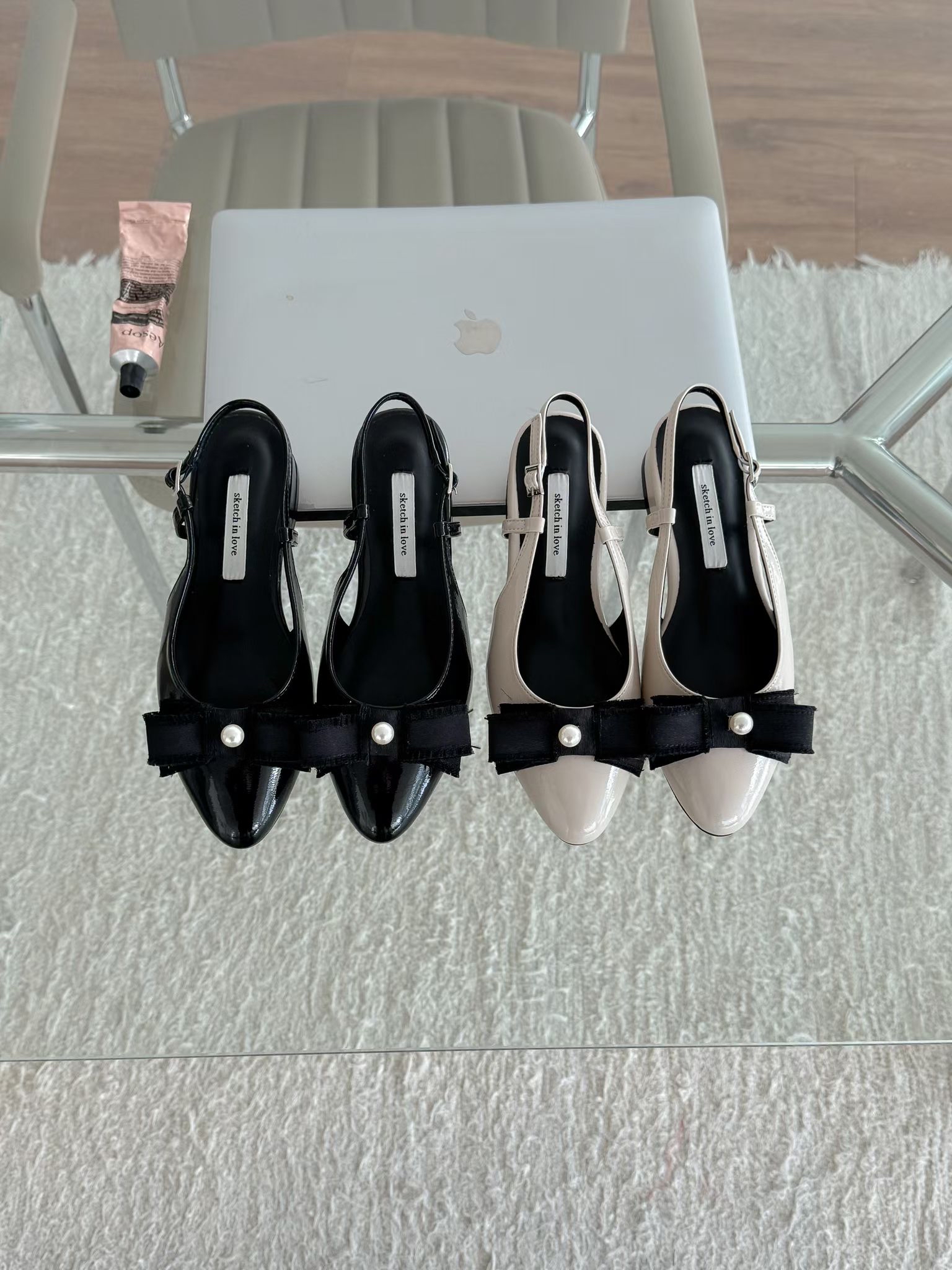 AS3093珍珠蝴蝶結後空鞋