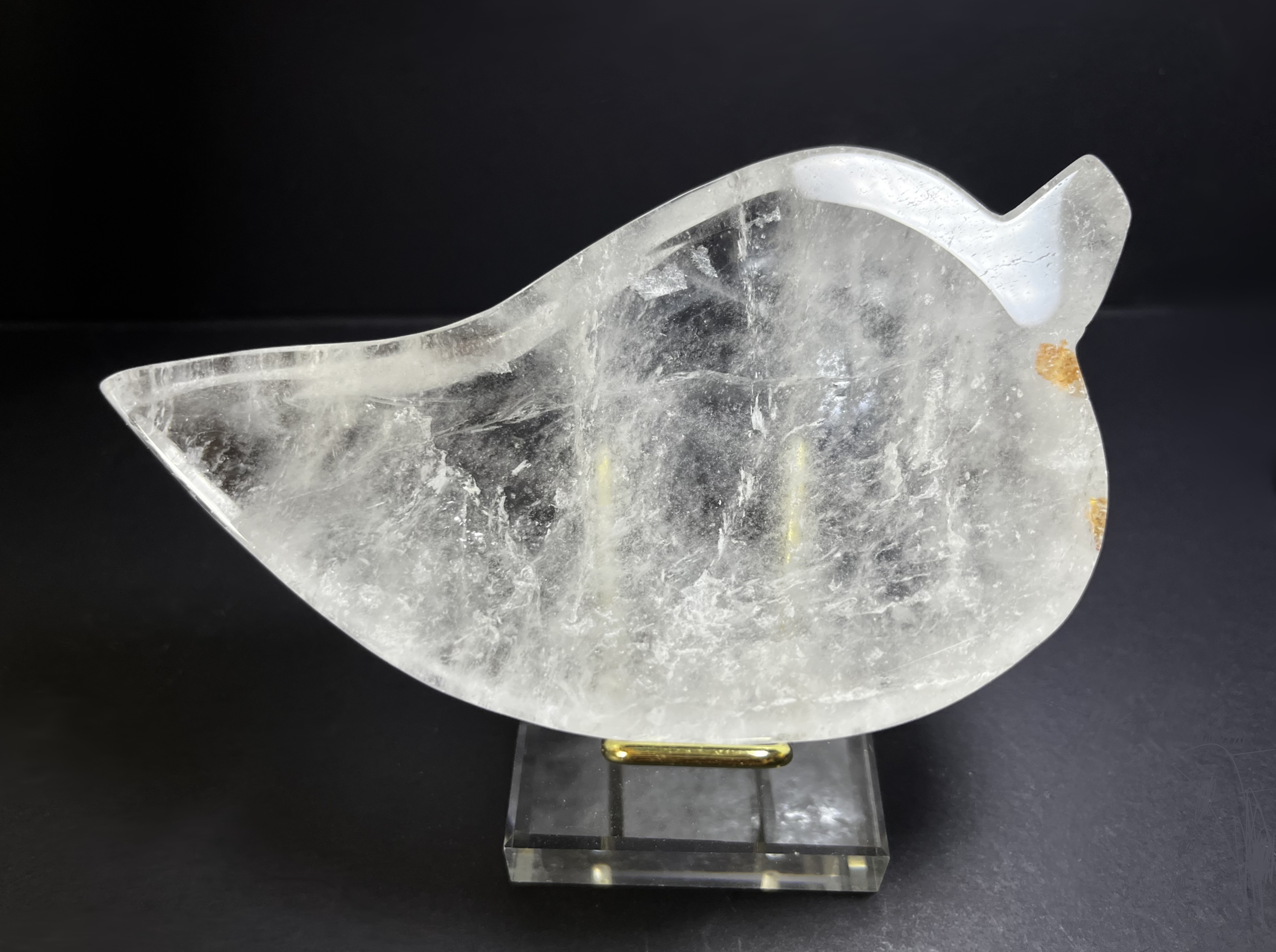 29CB145 樹葉形｜白水晶帶紅膠花｜13 cm