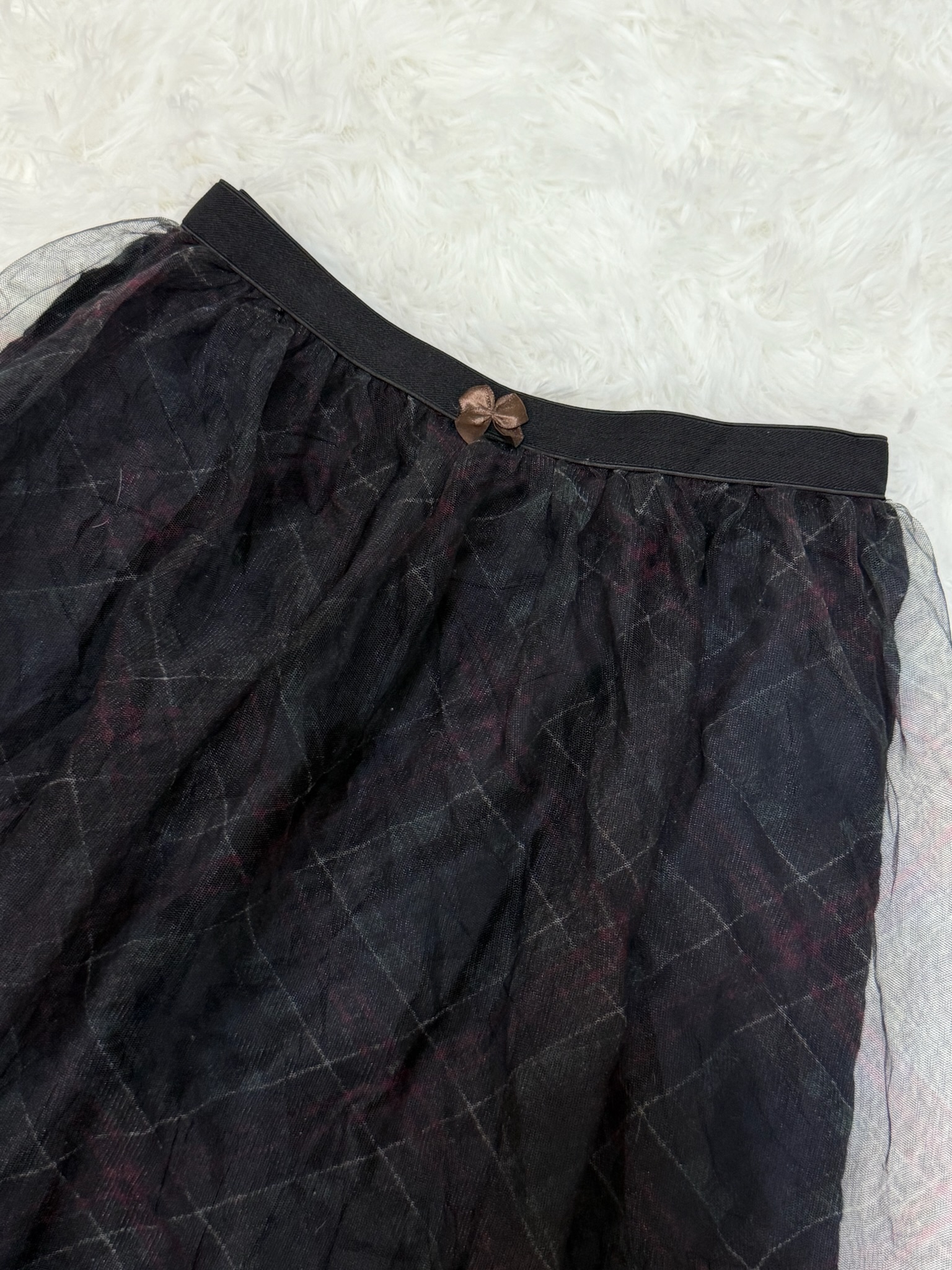 Black Tulle Skirt with Diamond Pattern