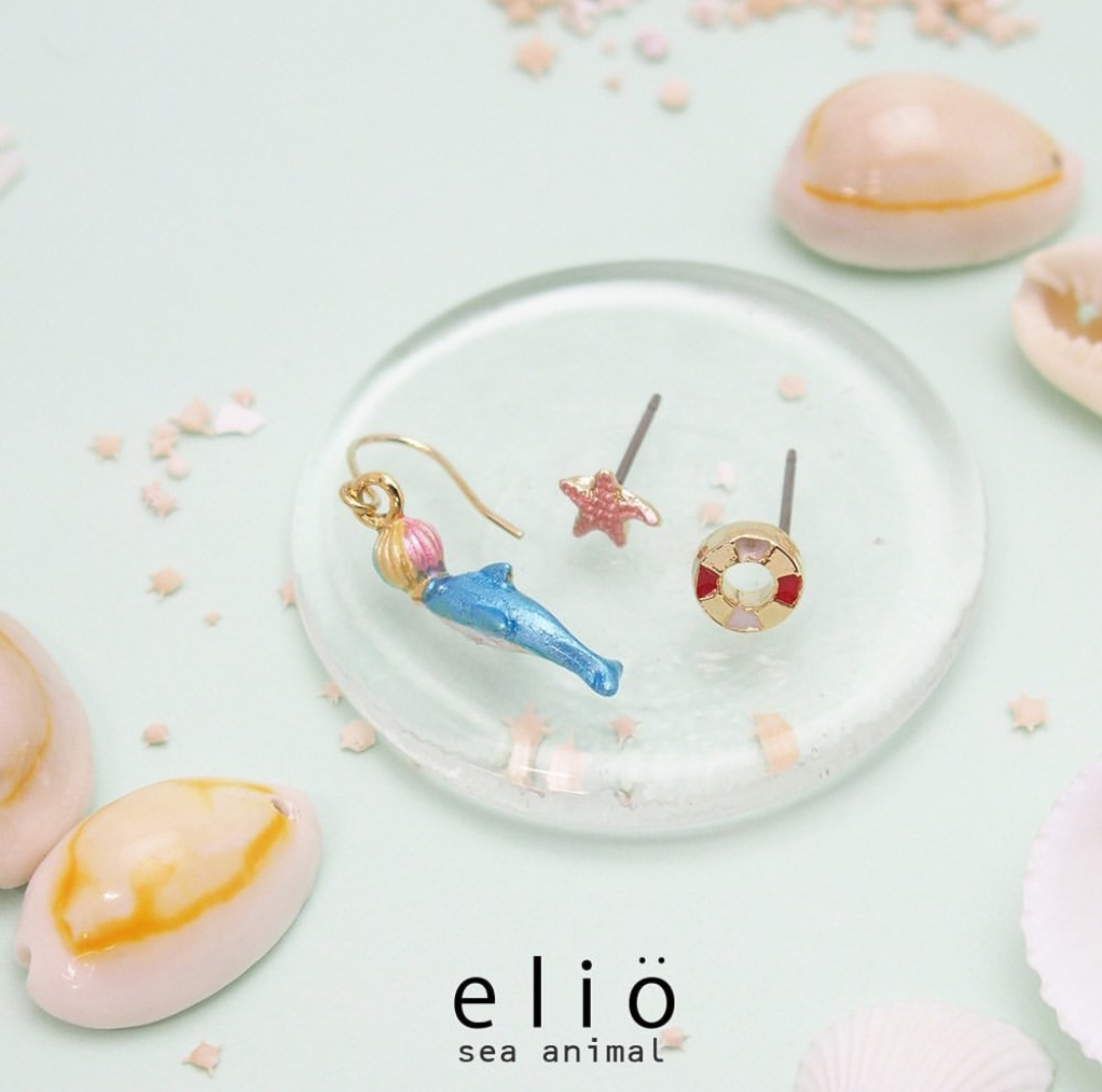 Elio海豚玩球耳環
