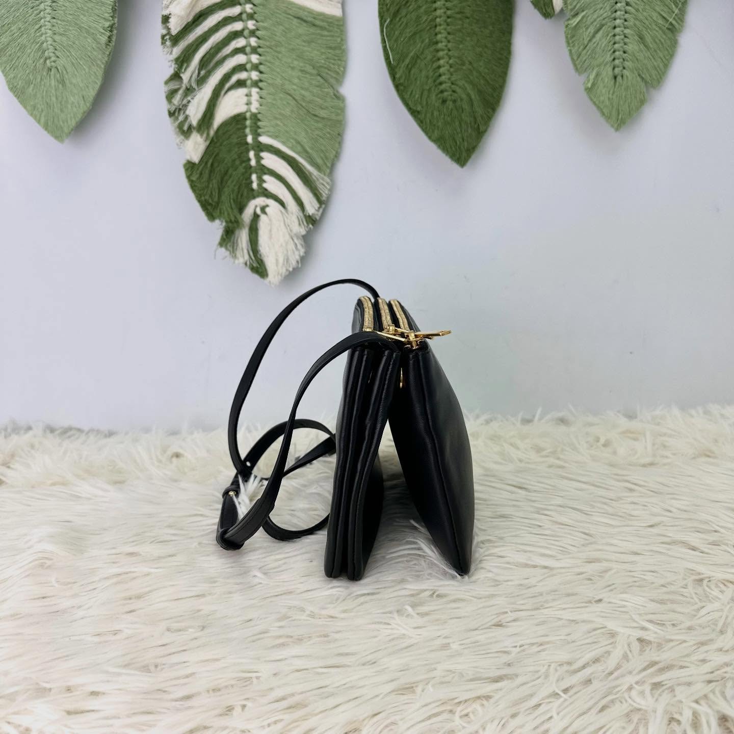 CELINE 🤍PRE OWNED Trio 3 in 1 黑金羊皮風琴包 Small Size 🖤