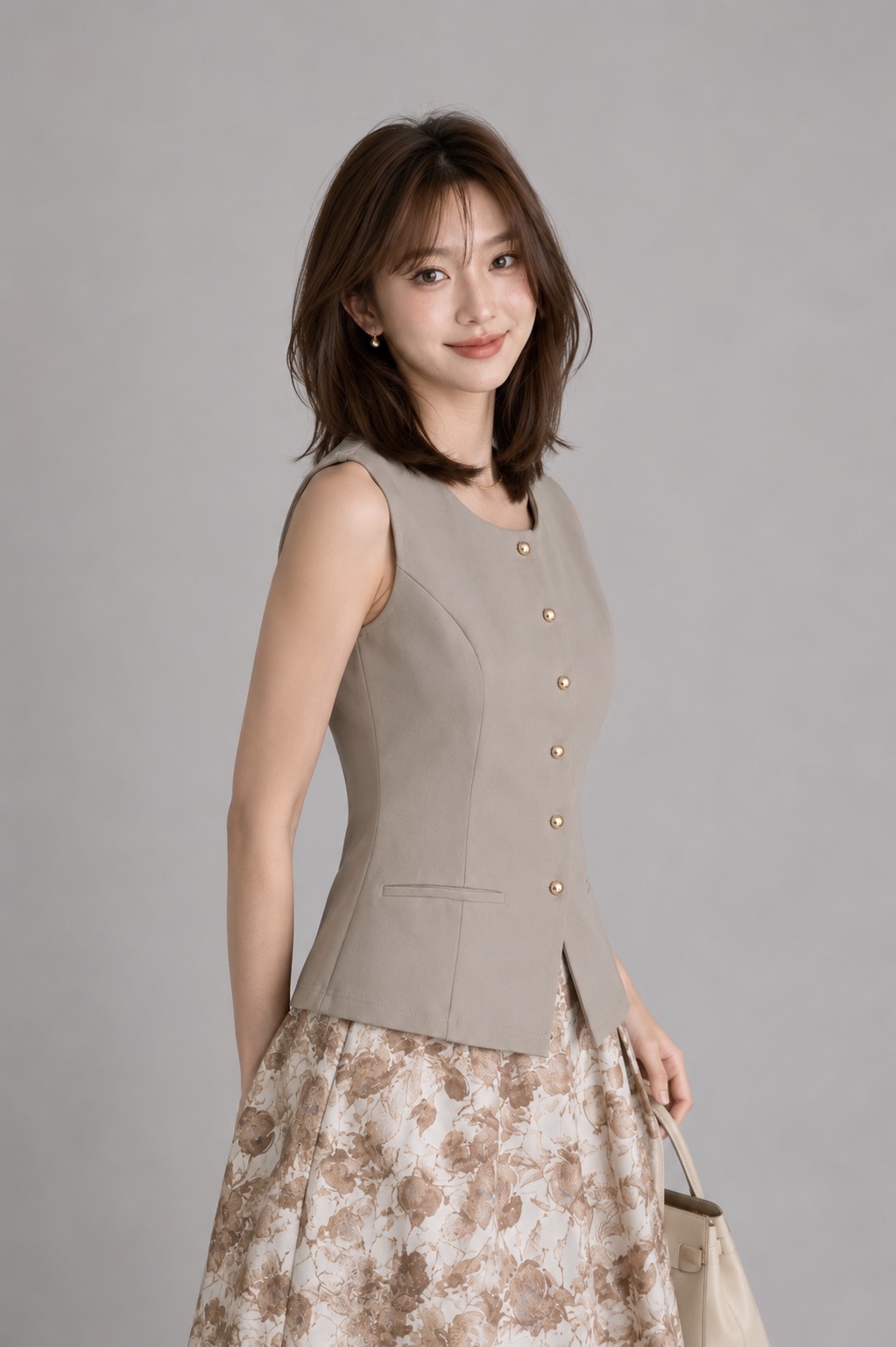 915852 Aurelia Tailored Gold Button Vest