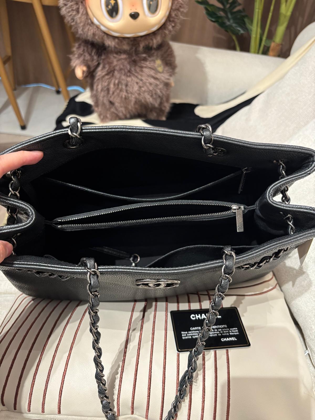 Chanel chain tote bag Caviar Skin grey 100%Authentic,95%new ✅22card✅dust bag 