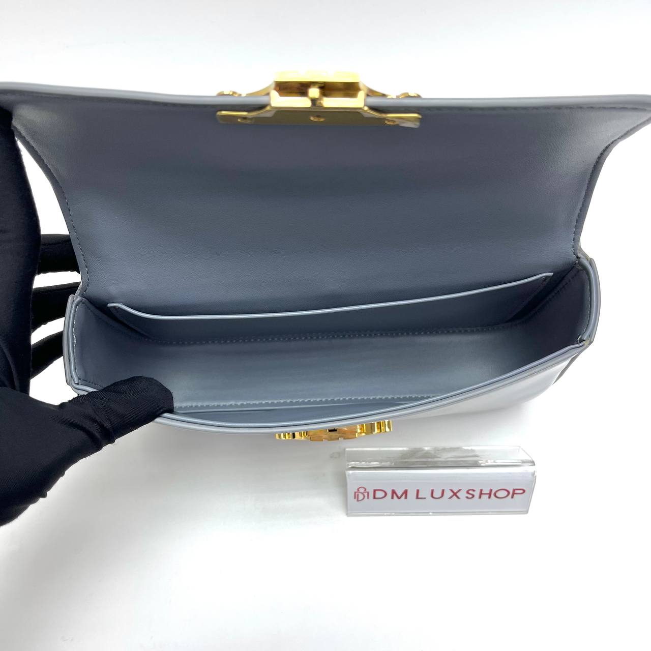 Celine Triomphe Claude Grey Blue Chain Shoulder Bag