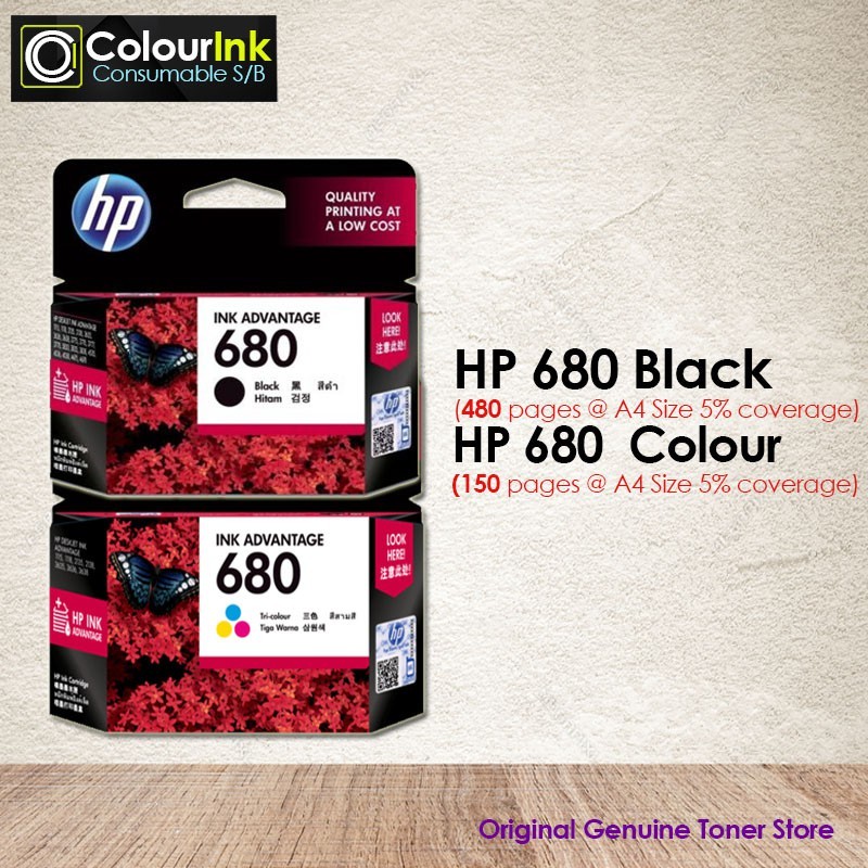 HP 680 Black F6V27AA Tri-Colour F6V26AA Ink Catridge 1110 1115 2135 3635 4675 4678