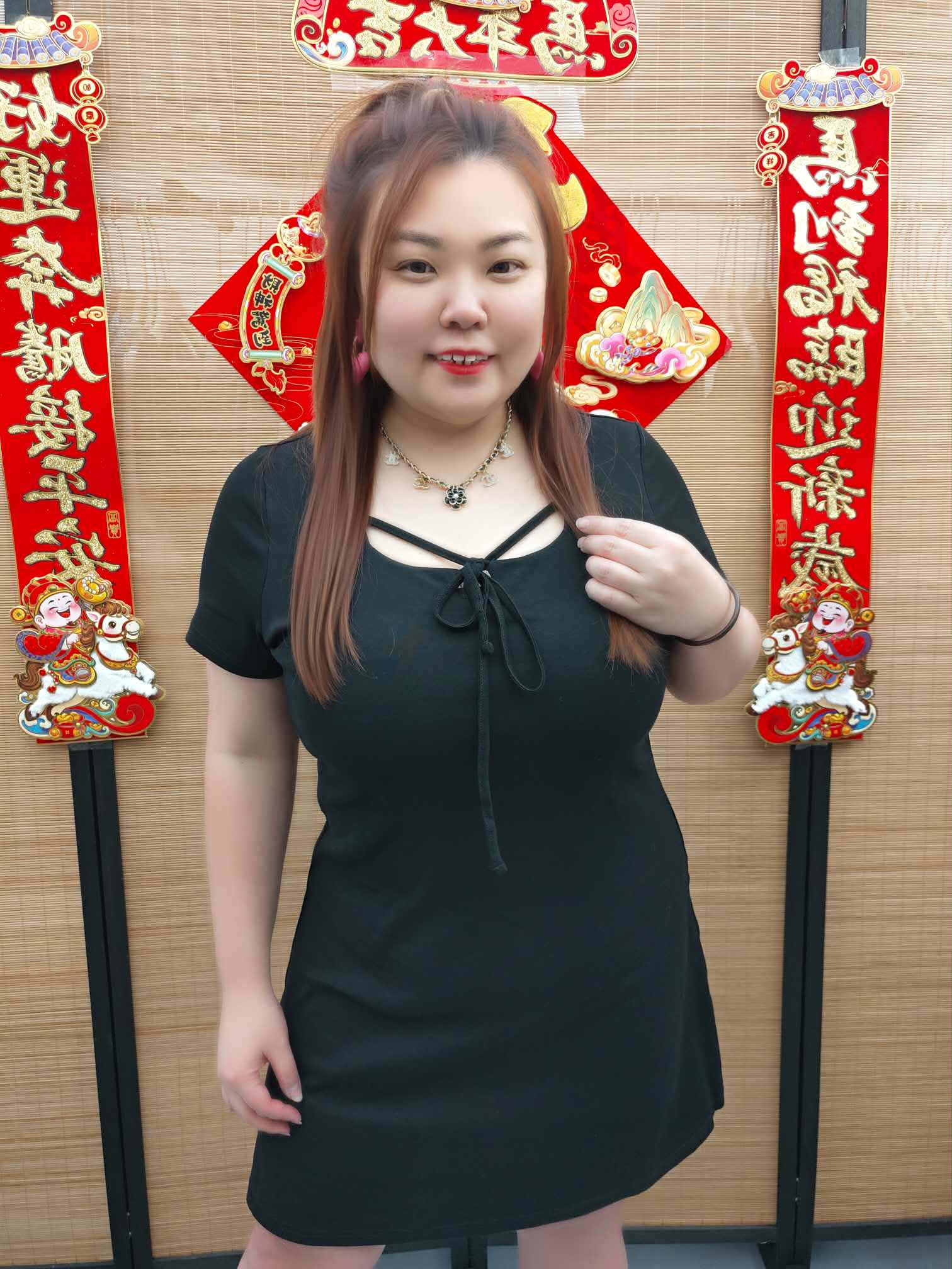 DDD05 TW#8066(B03) 前绑带附垫设计连衣裙