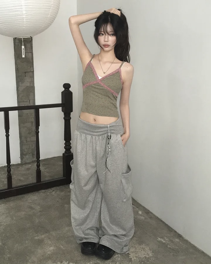 Folded Waist Wide Leg Cargos