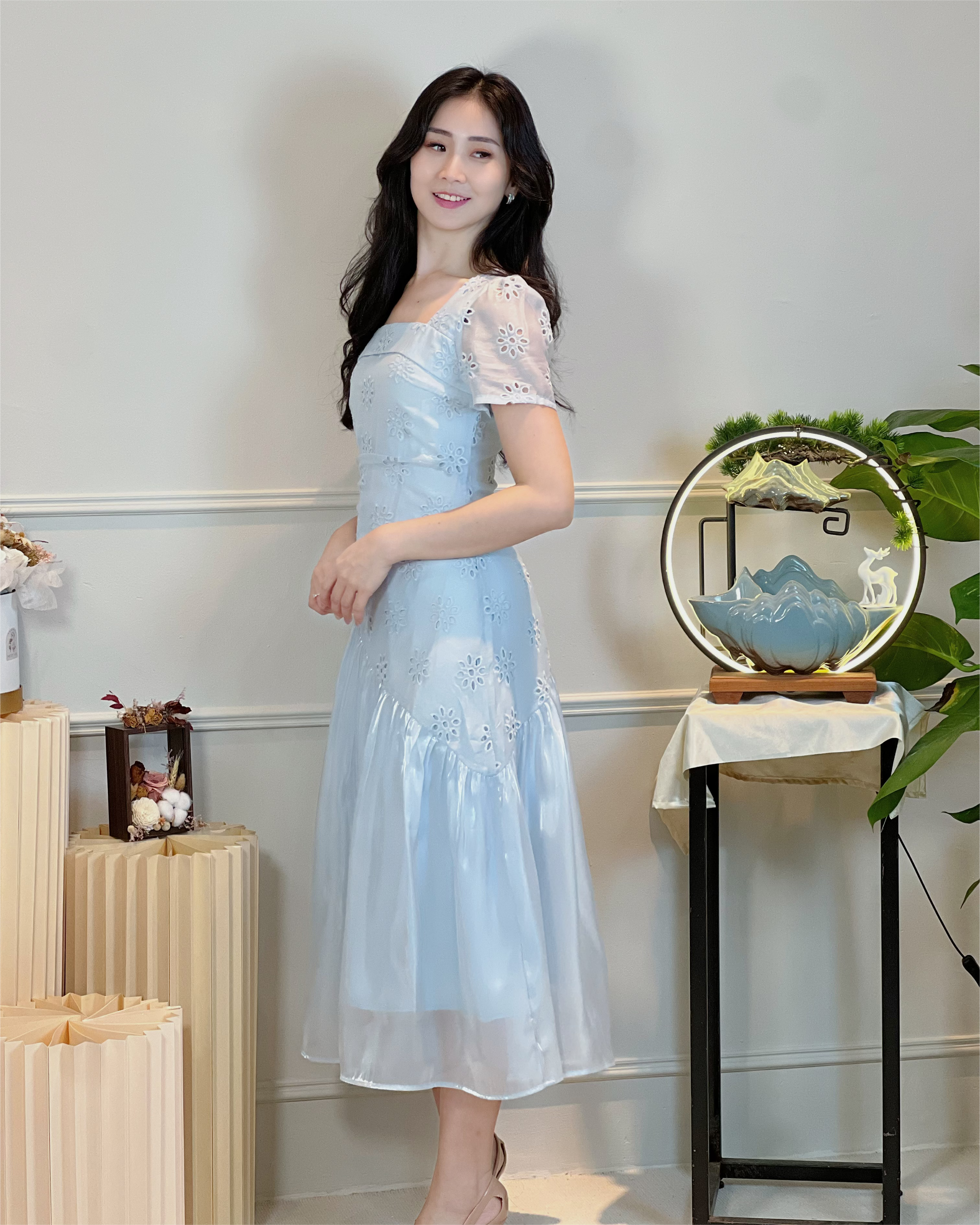 5098  Ingrid Luxe Embroidered Midi Dress