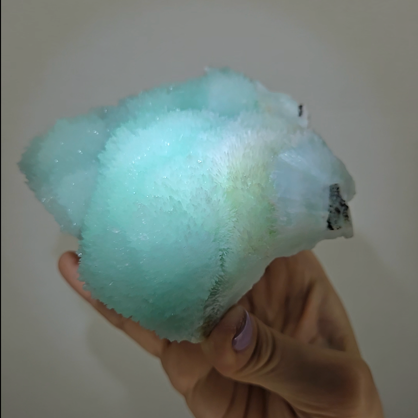 Blue aragonite needle cluster with botryoidal formations - AR54