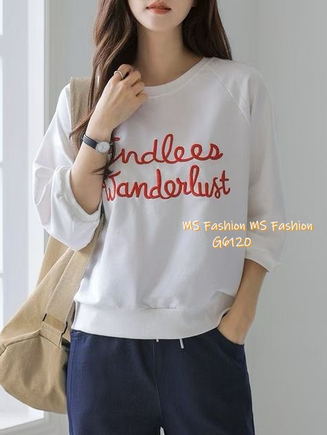 G6120 韓國🇰🇷刺繡潦草字母top