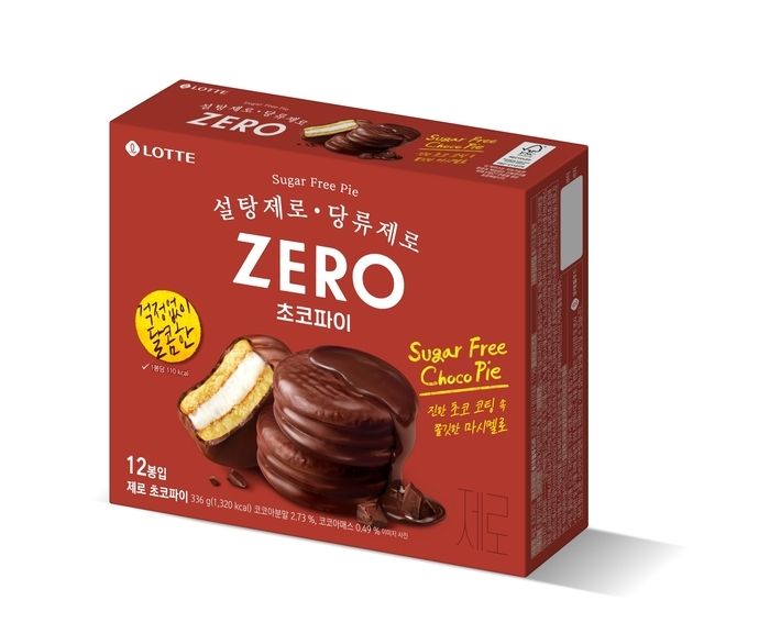 樂天- 韓國 Lotte樂天 NEW ZERO 無糖零巧克力派 110kcal 336g - 每 袋12塊低熱量零食,無罪惡感甜點 (12個入)(平行進口)