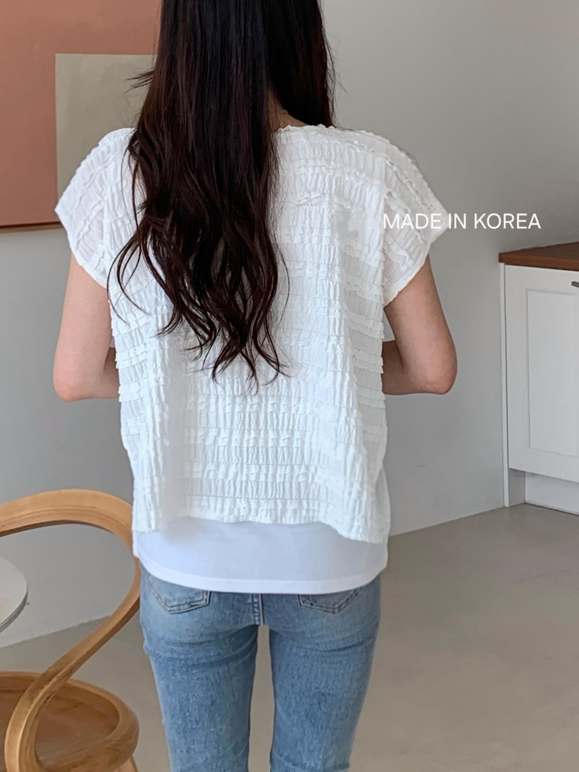 G6280 韓國🇰🇷壓紋假兩件top