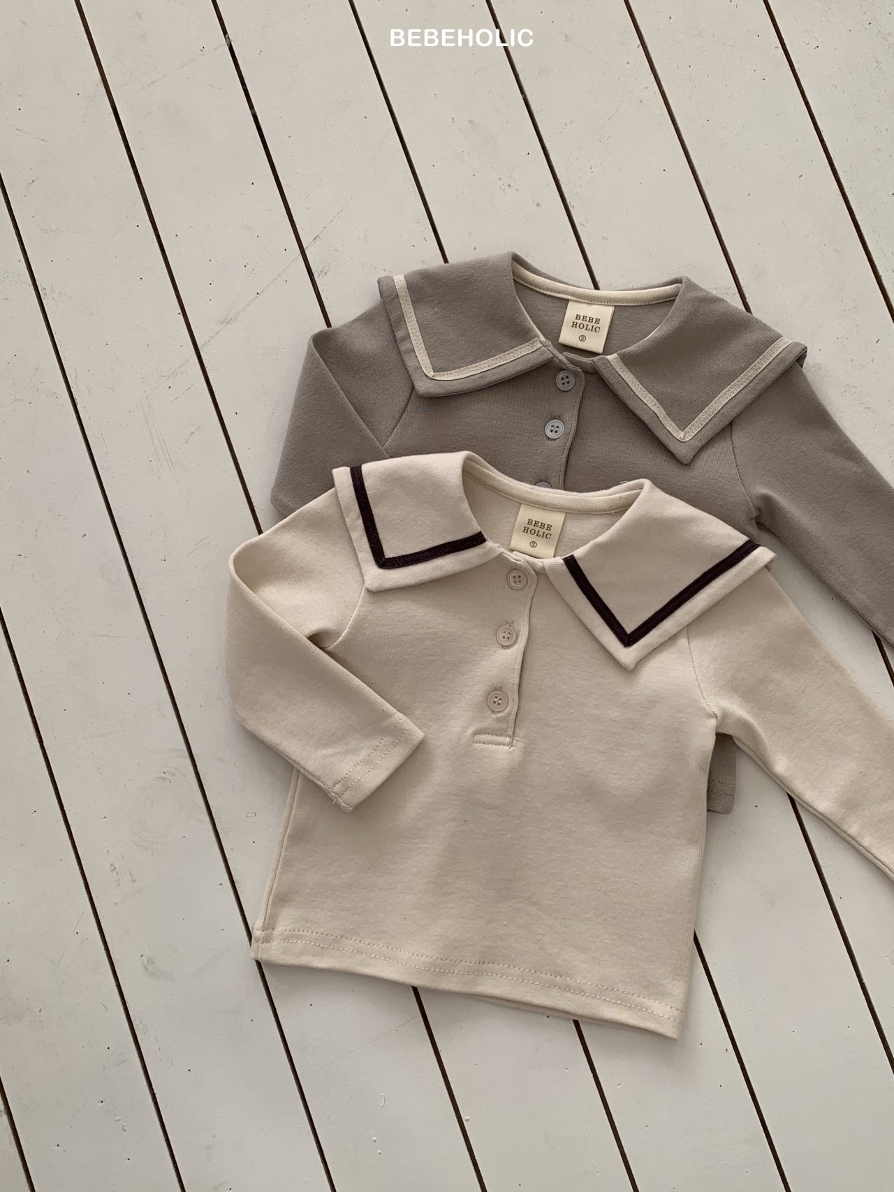 🌸預訂 韓國直送🌸🇰🇷BEBEHOLIC兩色品牌印花水手領長袖上衣