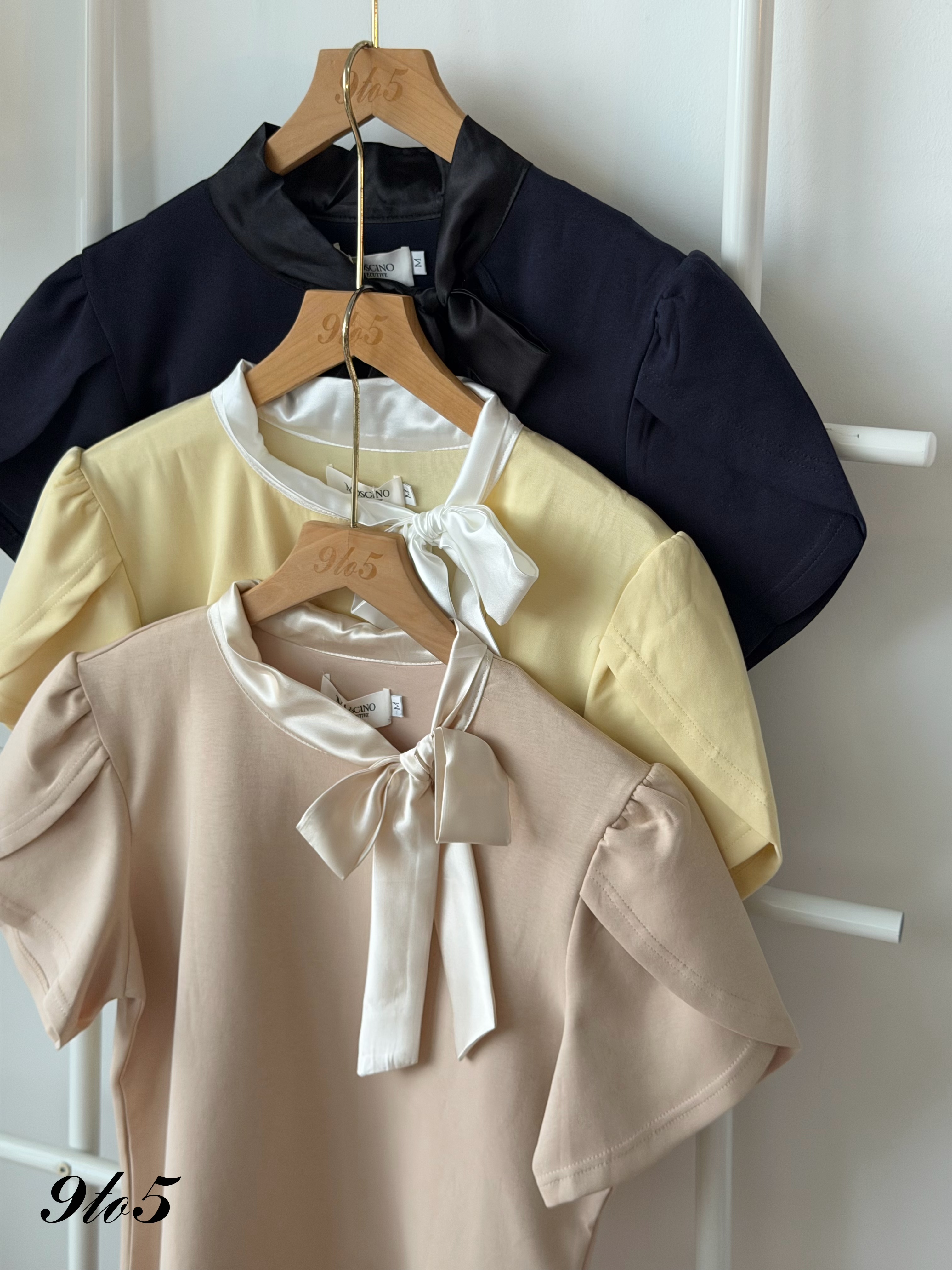 T4472 Tie-Neck Puff Sleeve Blouse - 3 Colors 
