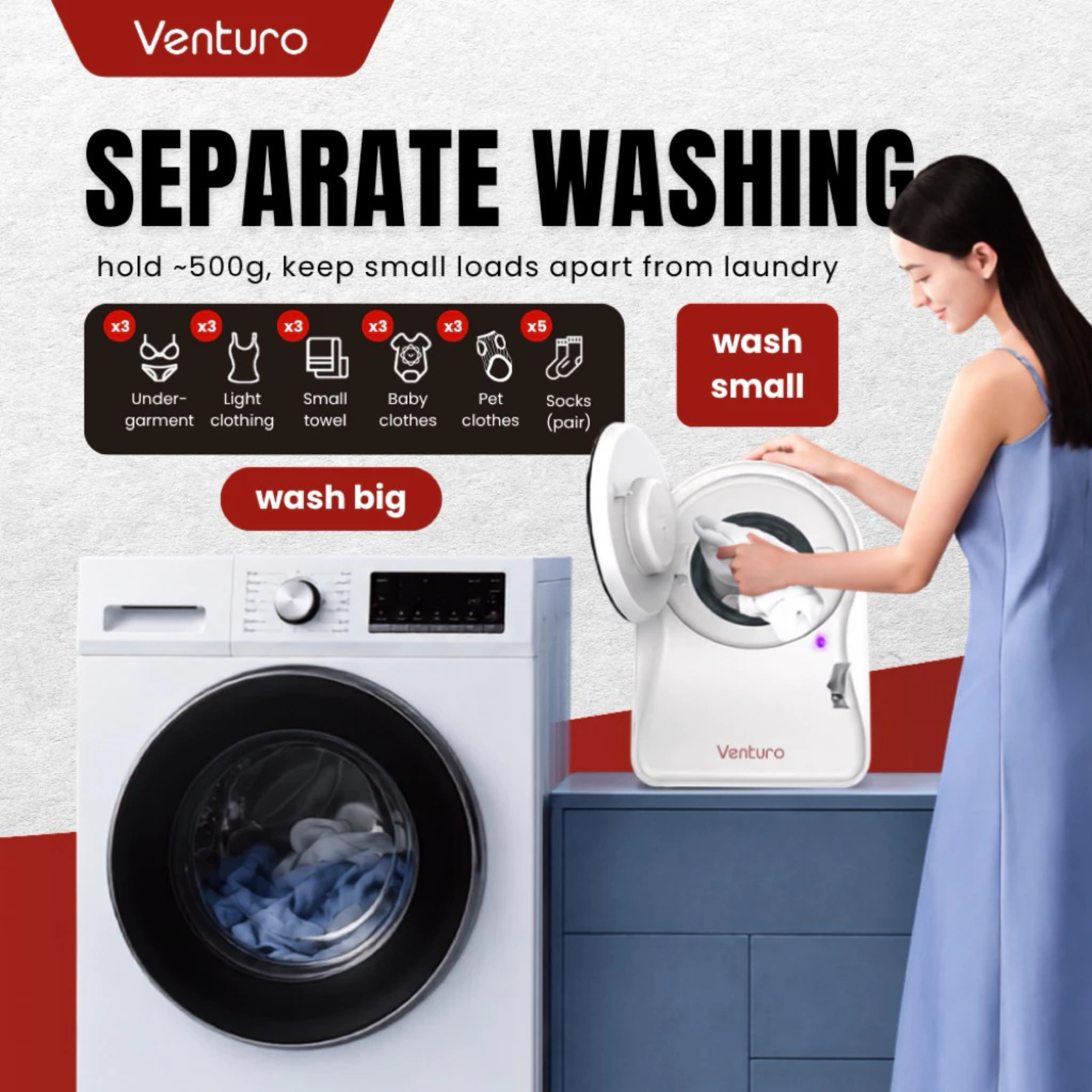 Model: VTR-03-Drum Underwear Washing Machine (Wash, Dry and UV sterilization)