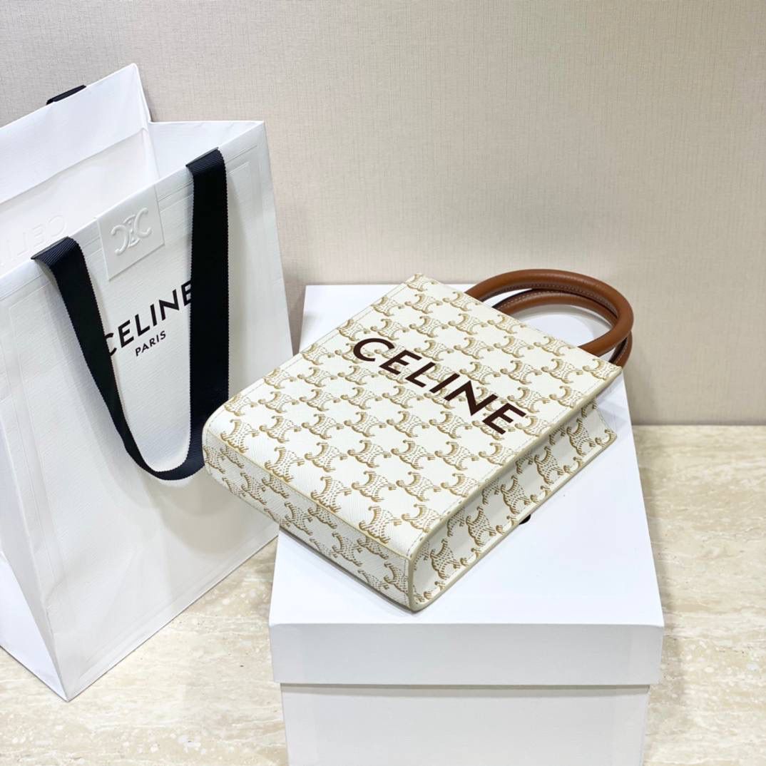 🔥大货实拍图 𝗖𝗘𝗟𝗜𝗡𝗘 ♥ 𝗧𝗥𝗜𝗢𝗠𝗣𝗛𝗘 𝗖𝗔𝗕𝗔𝗦 𝗧𝗢𝗧𝗘 今年新出的白老花真的击中我💘这是什么温柔美貌的配色啊啊啊！老花也可以满满的清新春夏感🏝 型号：194372 尺寸：17*21*4cm