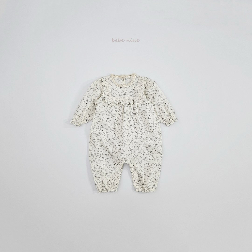 🌸預訂 韓國直送🌸🇰🇷Bebenine兩色碎花蕾絲荷葉邊方領寬鬆長袖連身服