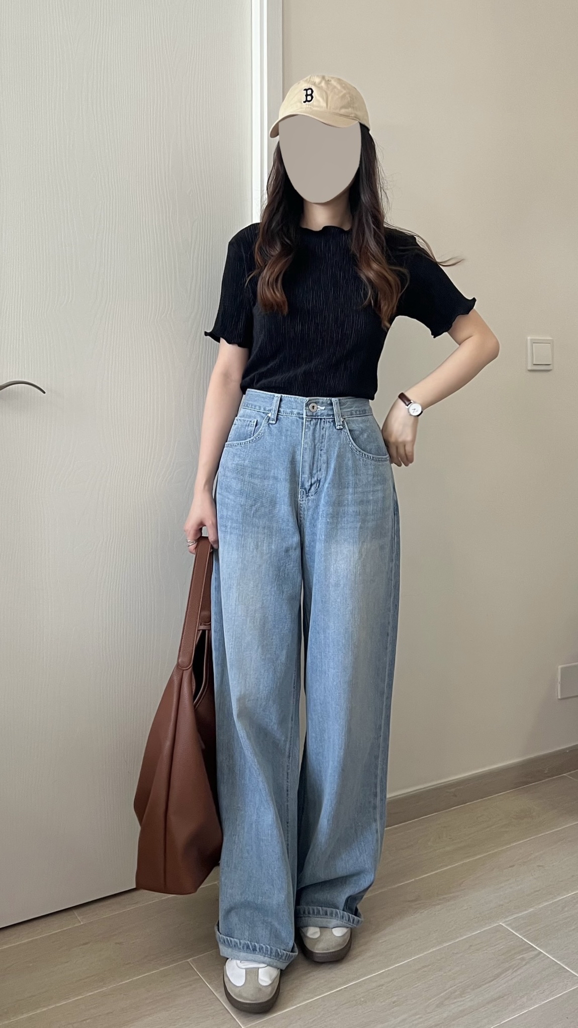 免熨樹紋ruffle上衣