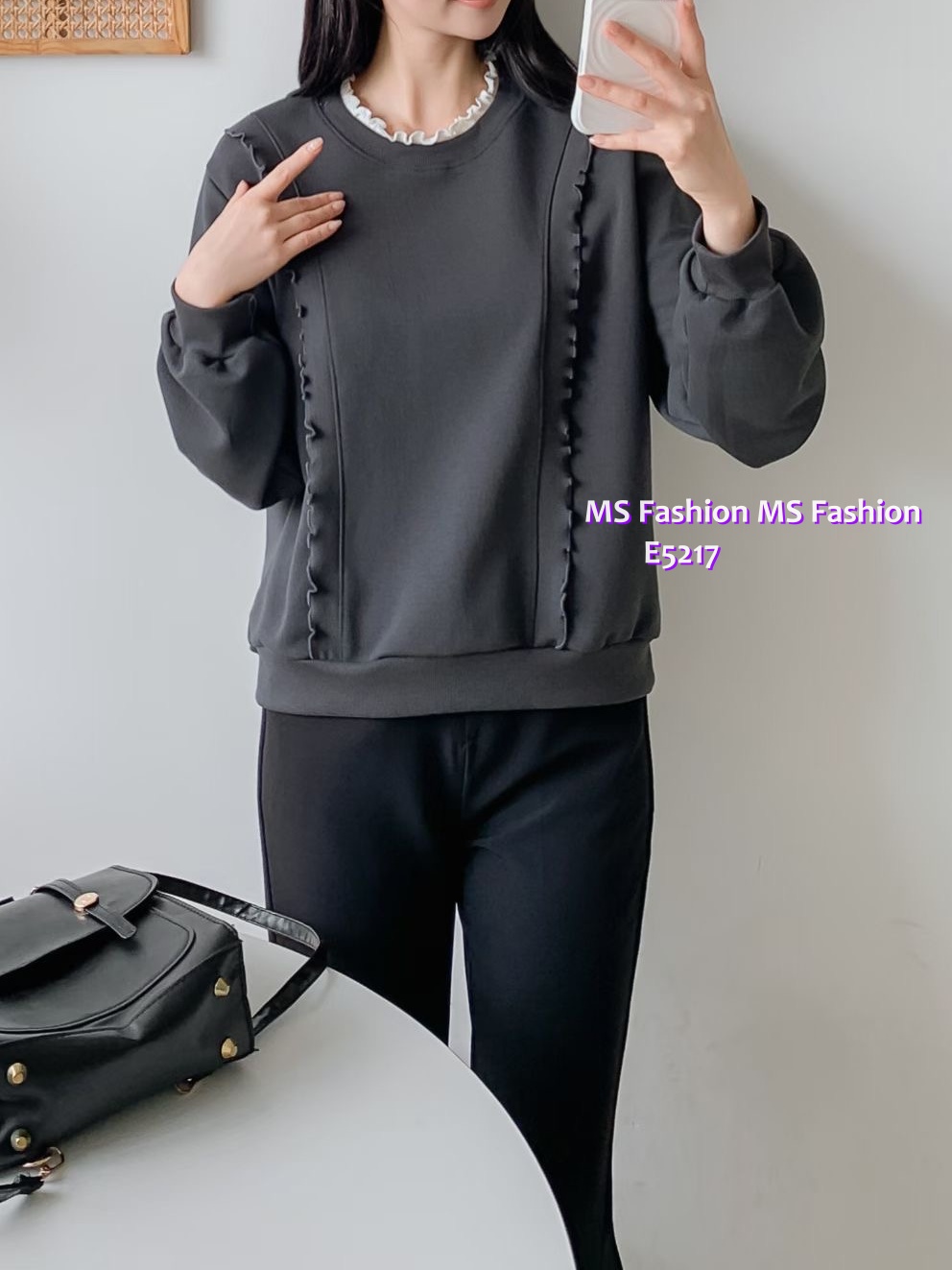 E5217 拼木耳邊top
