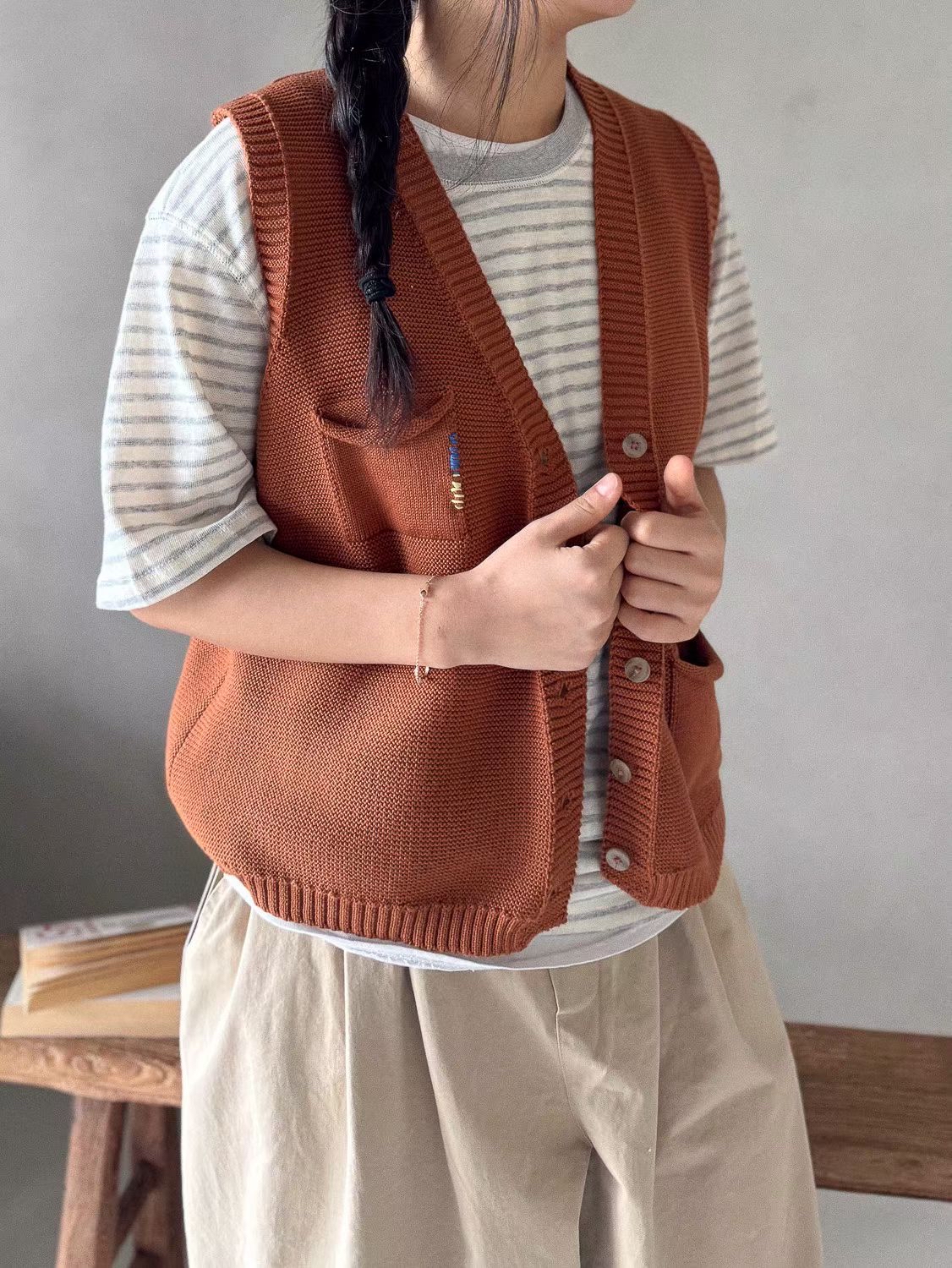 YA OS 線織袋口背心