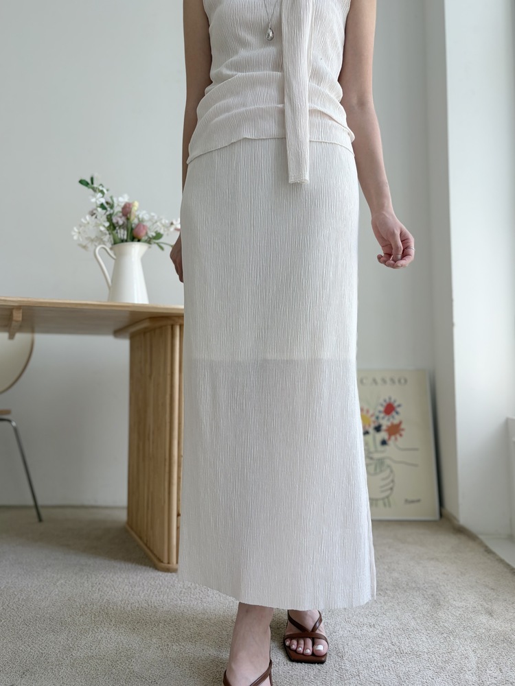 Summer Pleated Scarf Set (Ivory)