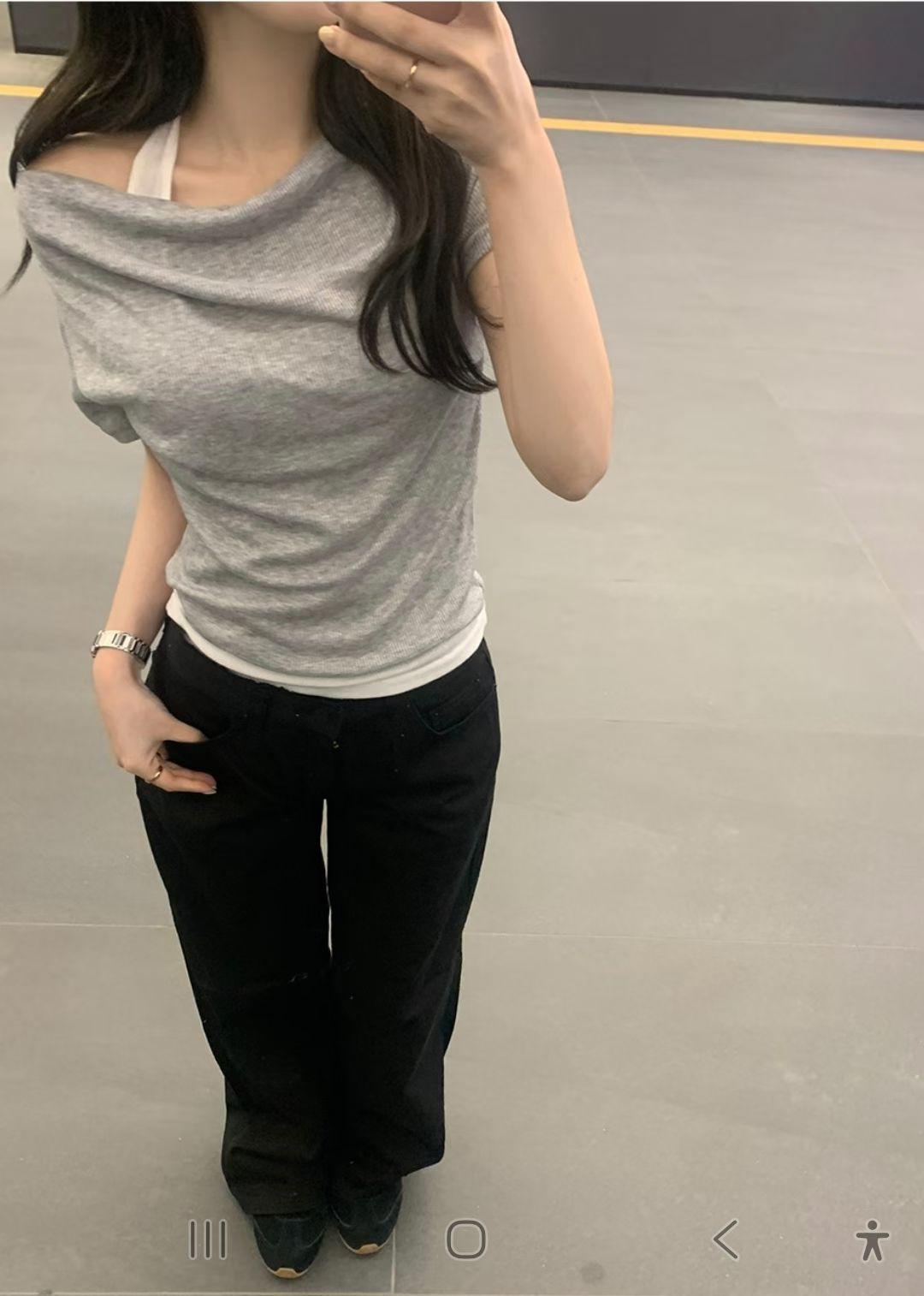 K15 假兩件拼色top