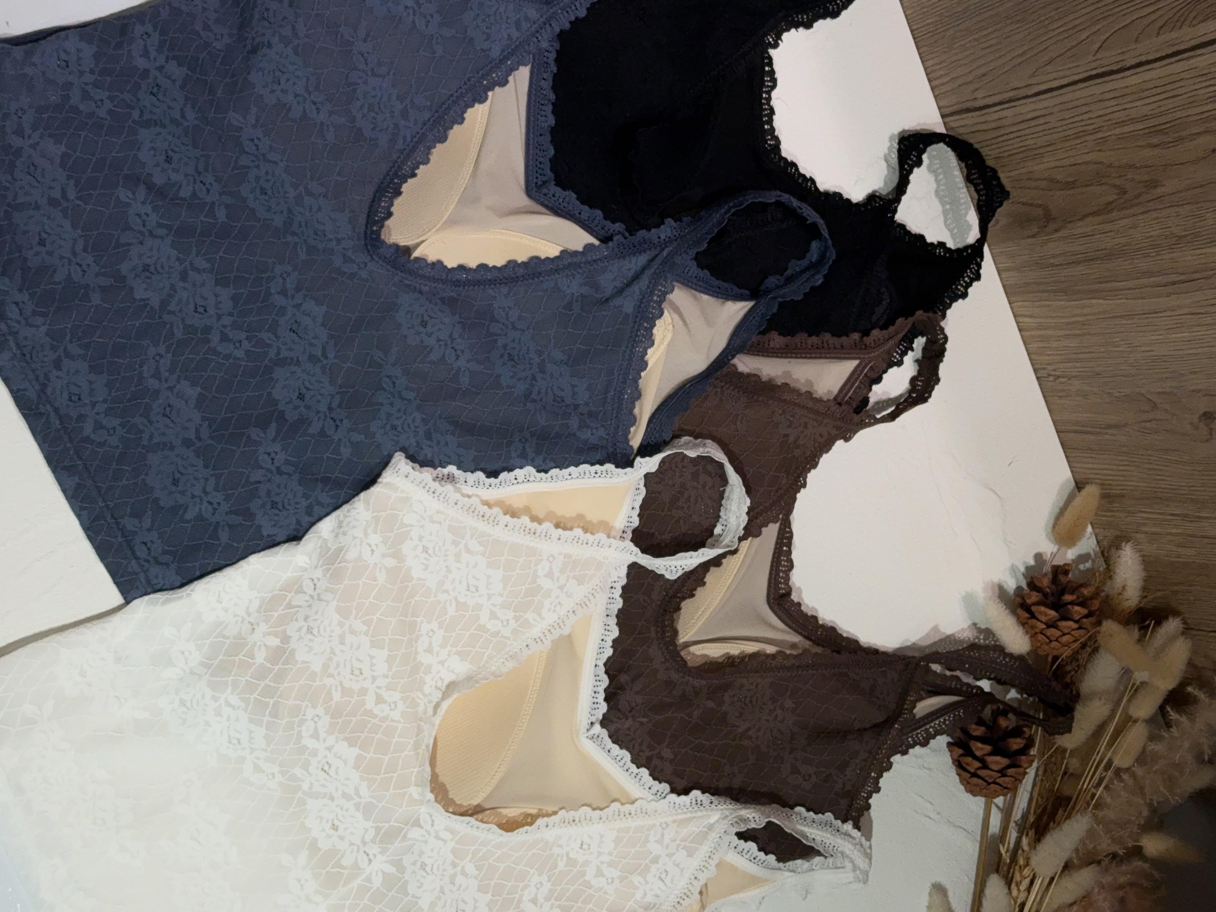 後lace V領bra top