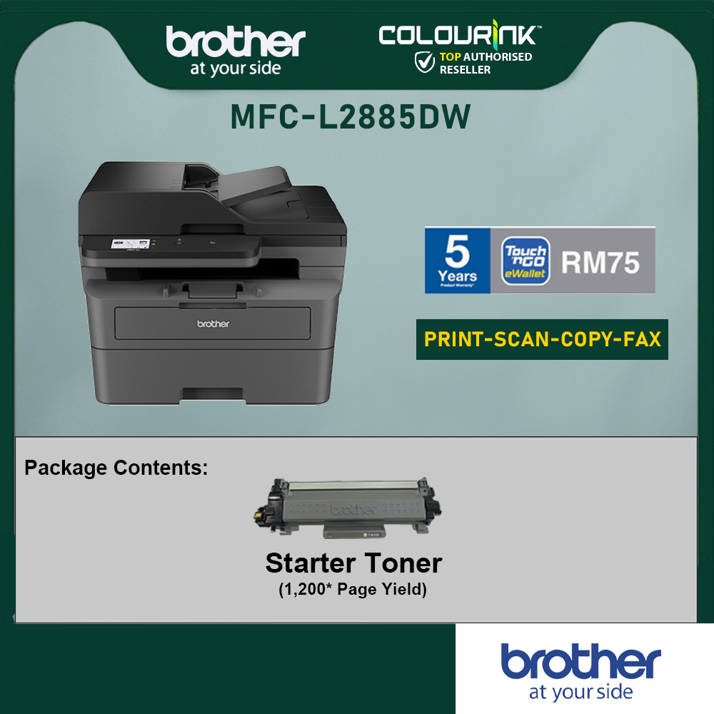 Brother MFC-L2885DW All in One Wireless Mono Laser Printer Auto 2 Sided Print Scan Copy Fax NFC Connection