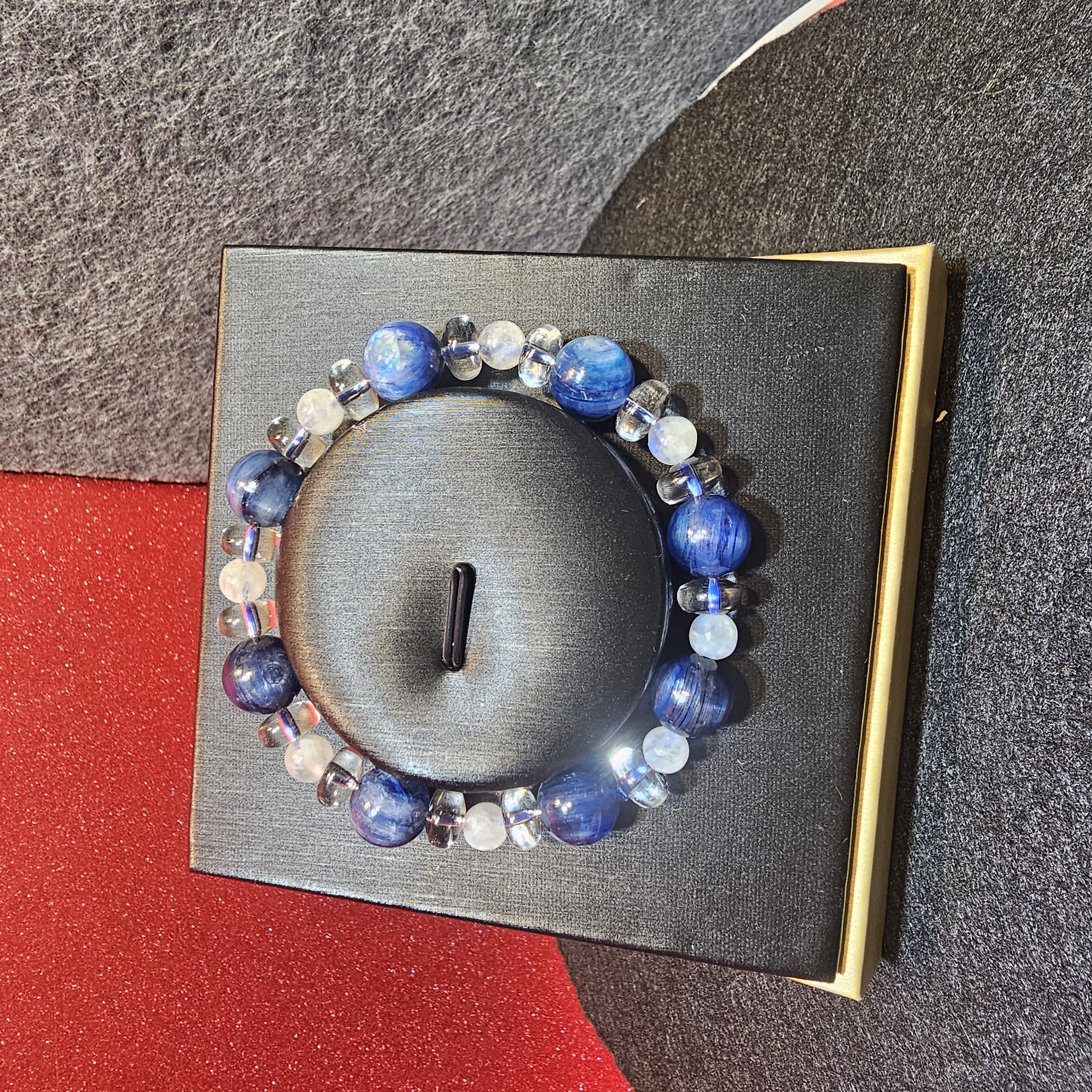 藍晶石白水晶月亮石手鏈