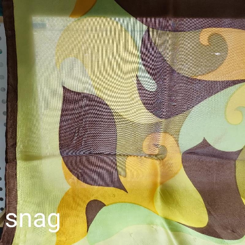 Vintage 1960-70s German Psychedelic Paisley Pattern Yellow Square Neck Scarf / Head Scarf (MT1602-3)
