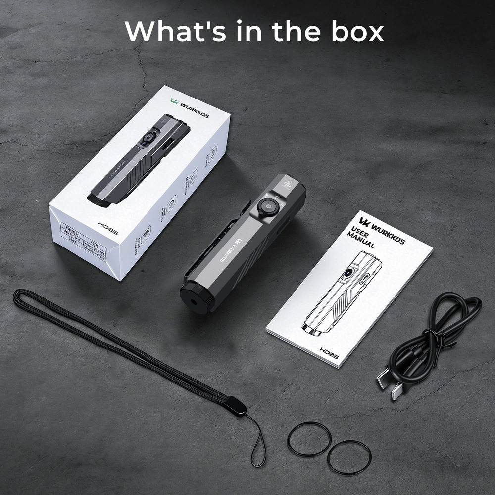 【新品上市】Wurkkos HD05 折疊式四合一 EDC 手電筒（聚光燈/泛光/紅光/紫外線），3100流明，射程335米，可旋轉180°翼狀泛光燈（3000–6000K）