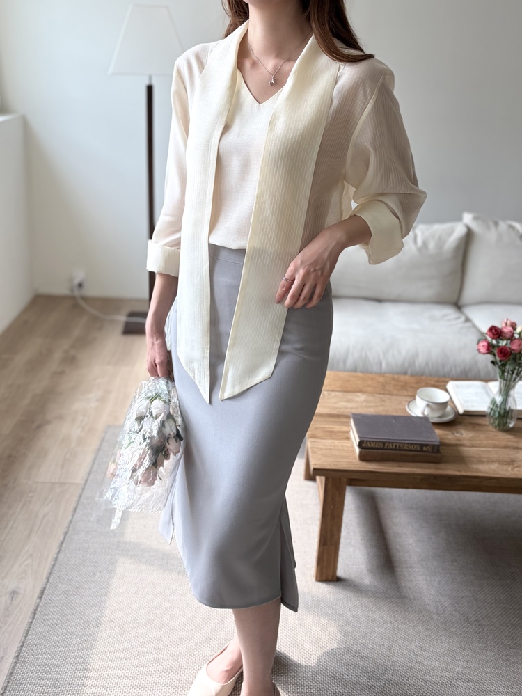 Aurelie Scarf-Tie Blouse (Cream)