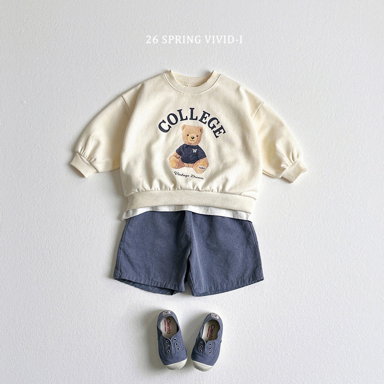 🌸預訂 韓國直送🌸🇰🇷VIVIDI三色學院小熊印花長袖上下套裝