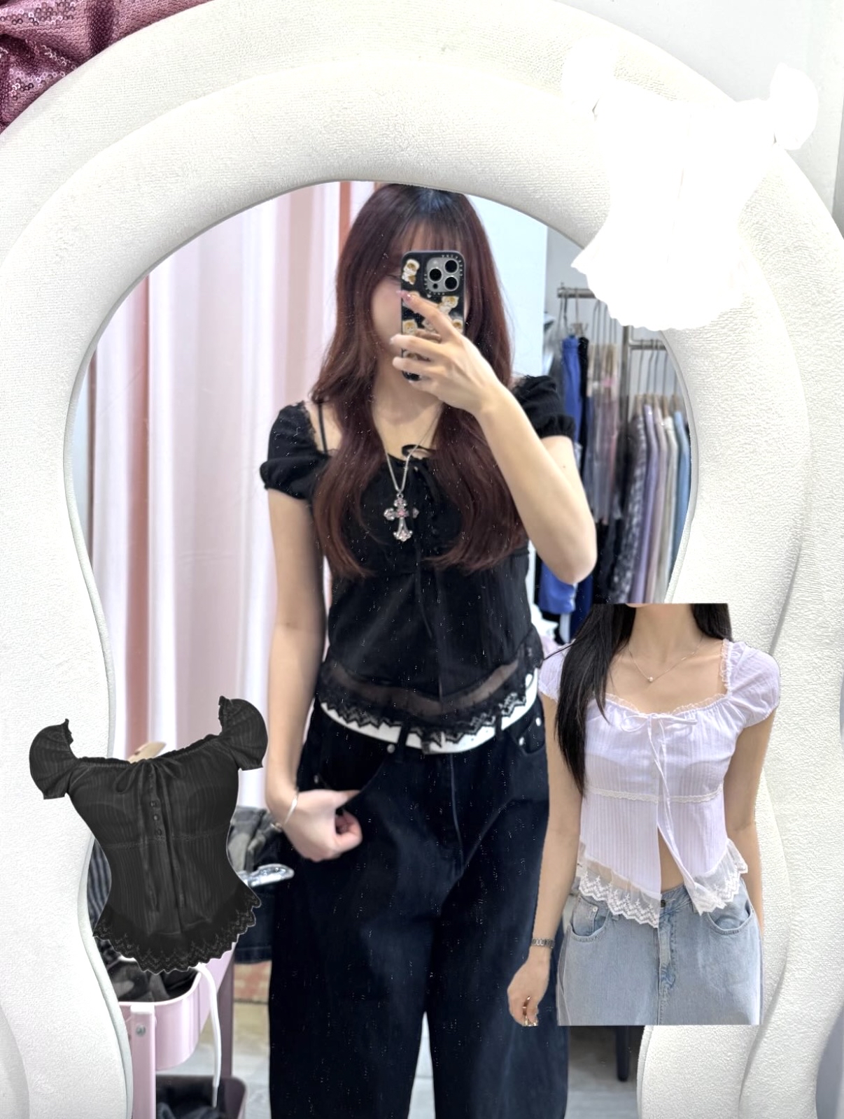 韓國高質娃娃就蕾絲邊邊外撘Top