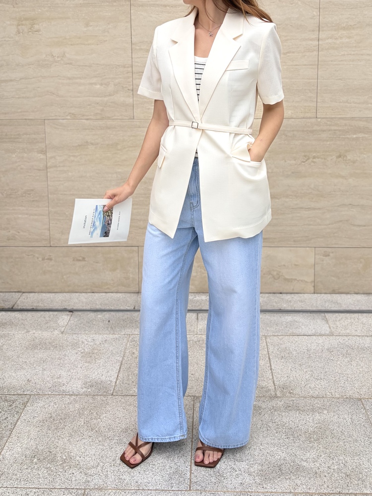 Claire Belted Blazer (Ivory)