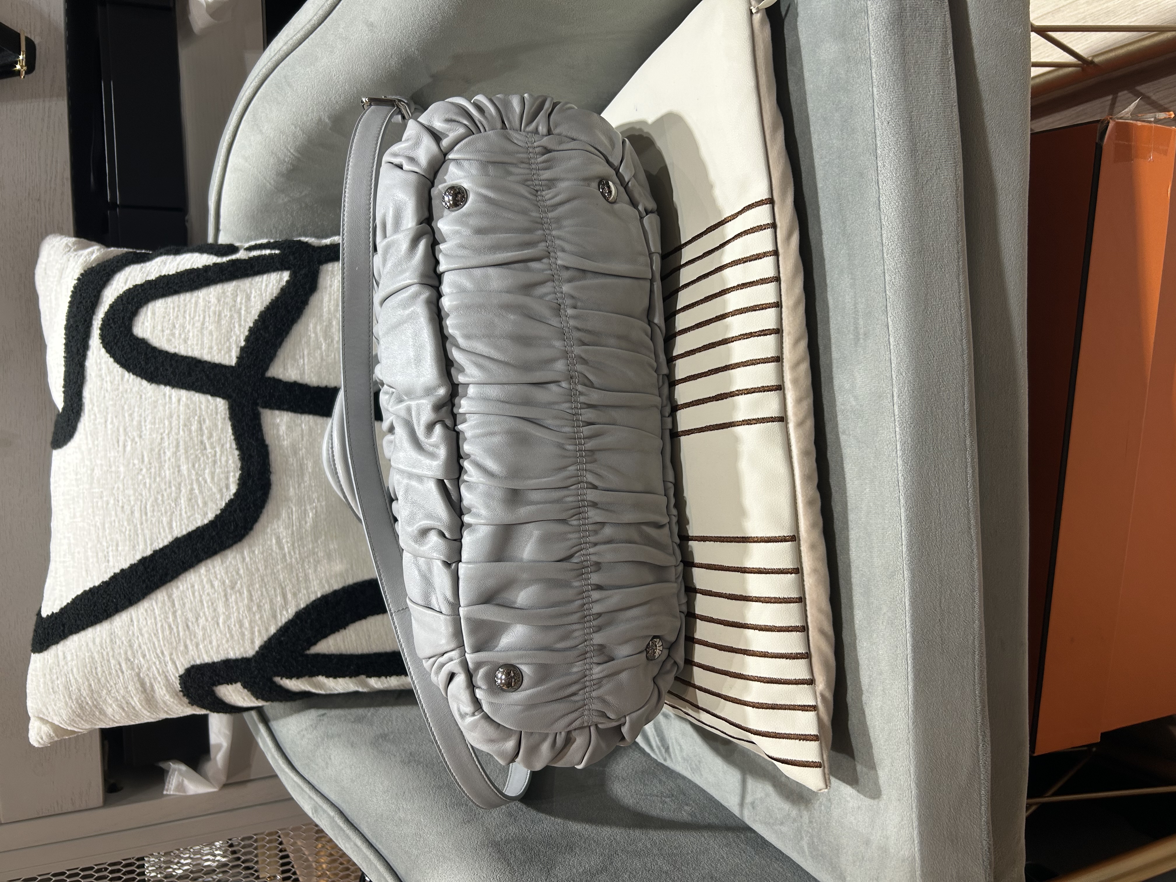 Prada Calfskin 2Way Bag Grey 100%Authentic, 99%New ✅ Certificate✅Dust bag