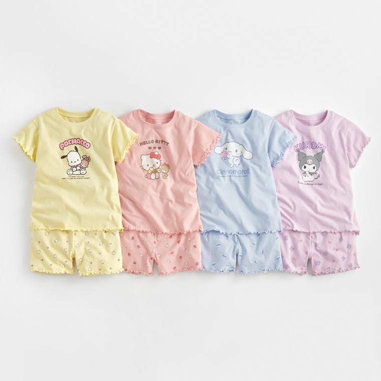☀️預訂 台灣直送☀️正版授權Sanrio系列四色純棉花邊印花家居服上下套裝