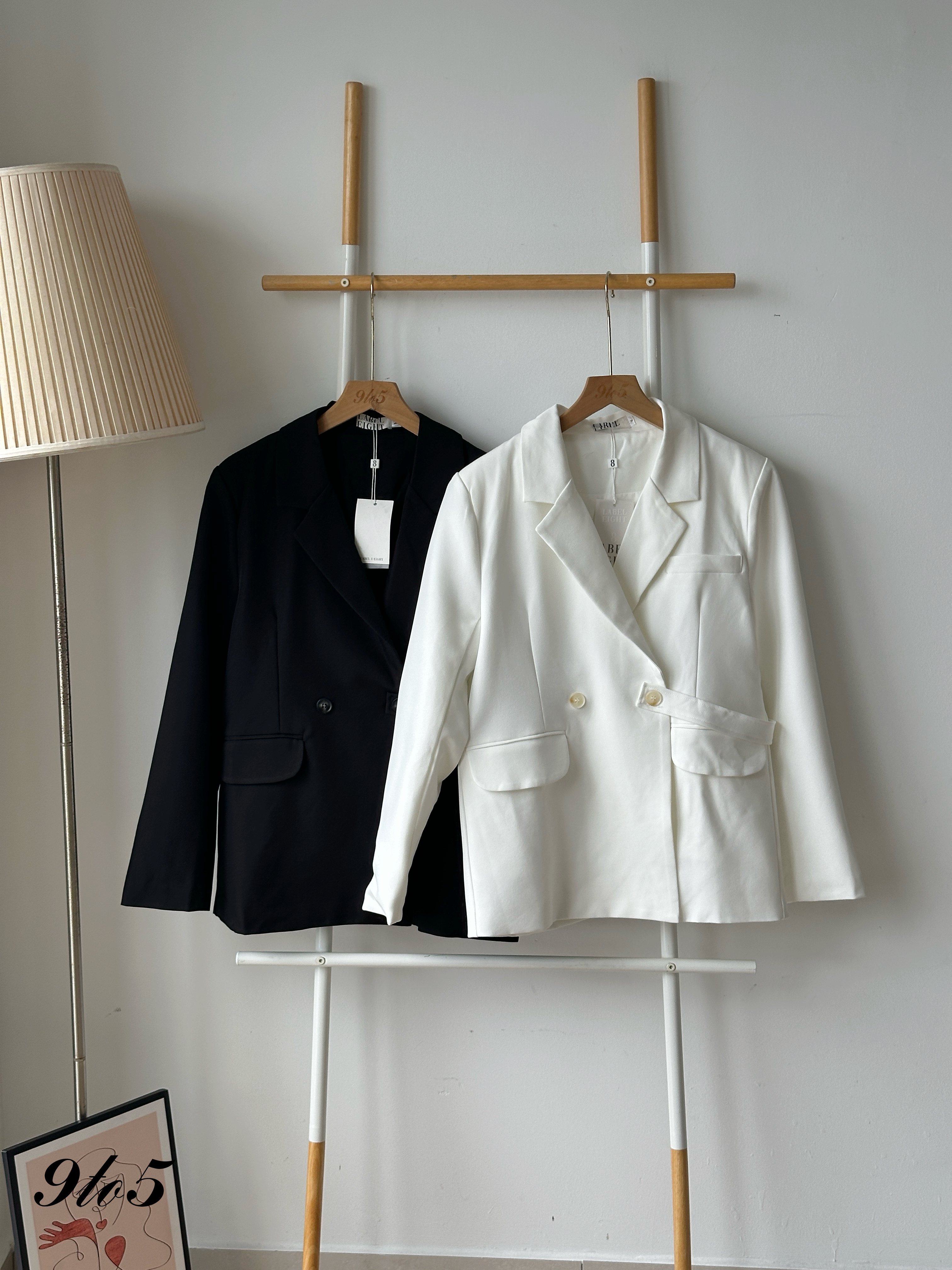 T4112 Long Sleeve Blazer - Black & White 