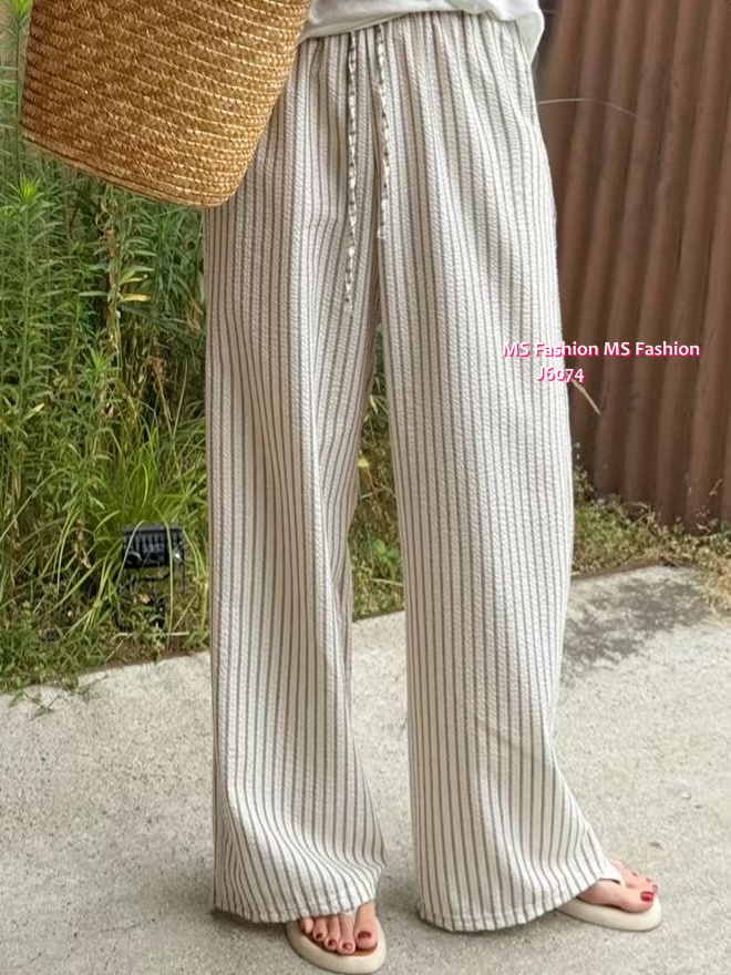 J6074 韓國🇰🇷直條紋闊筒褲