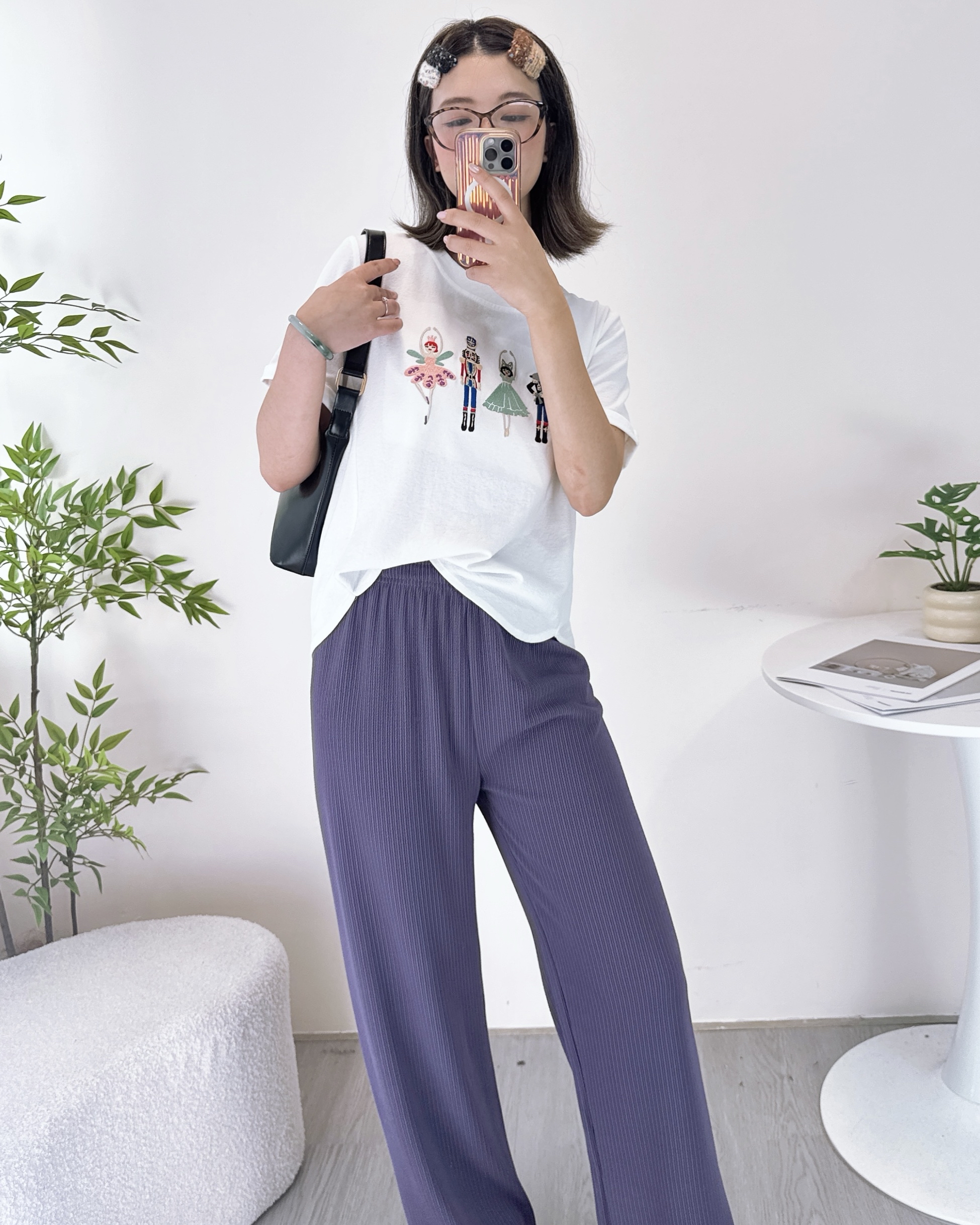 福利款彈性線棉休閒闊褲 5色